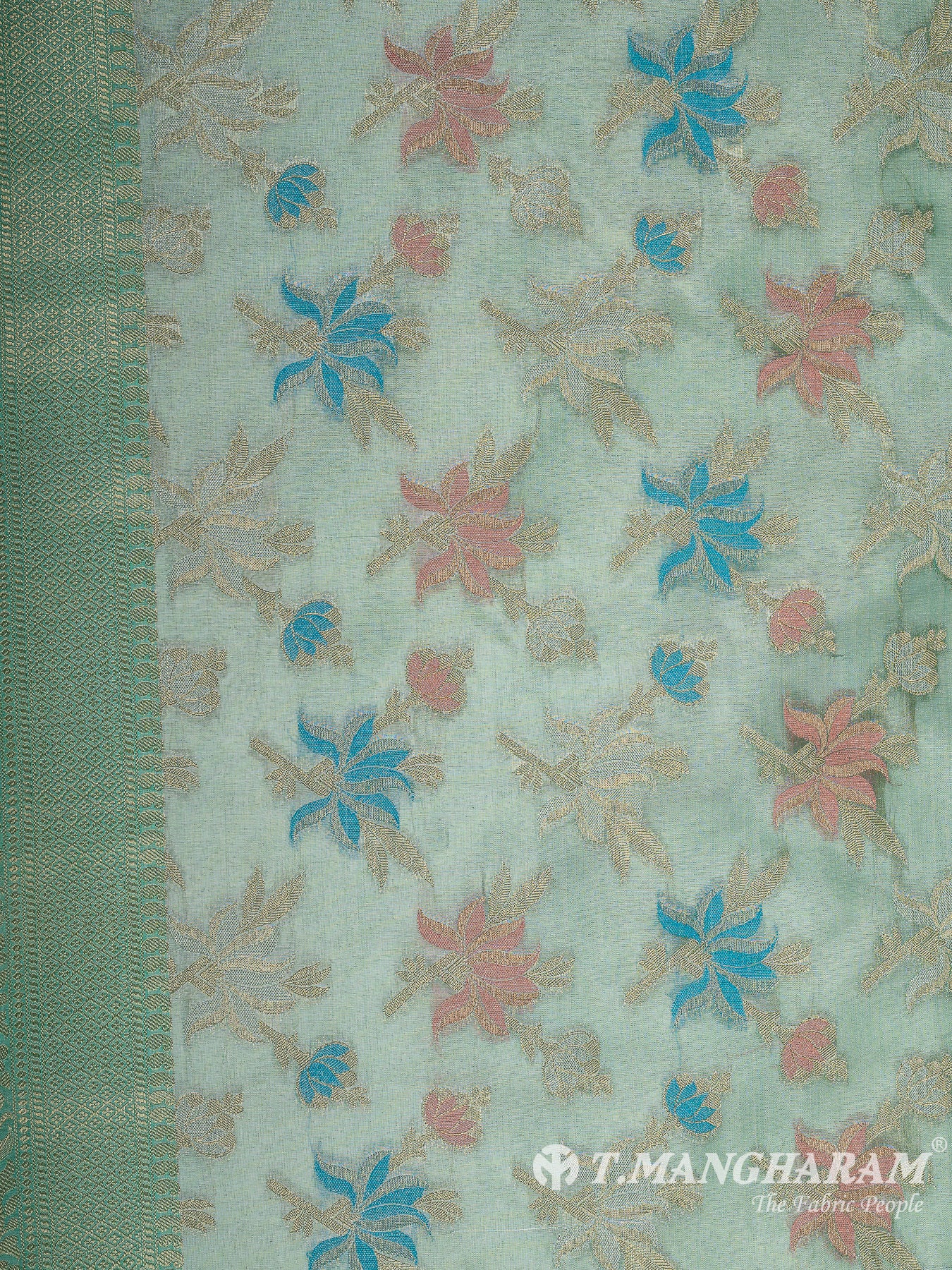 Green Semi Banaras Fabric - EB8188