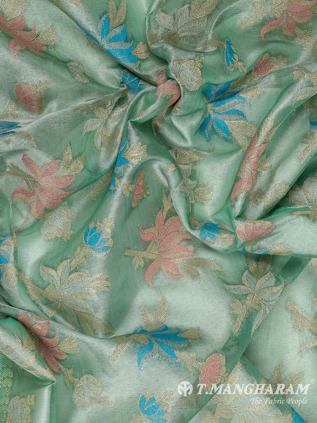 Green Semi Banaras Fabric - EB8188