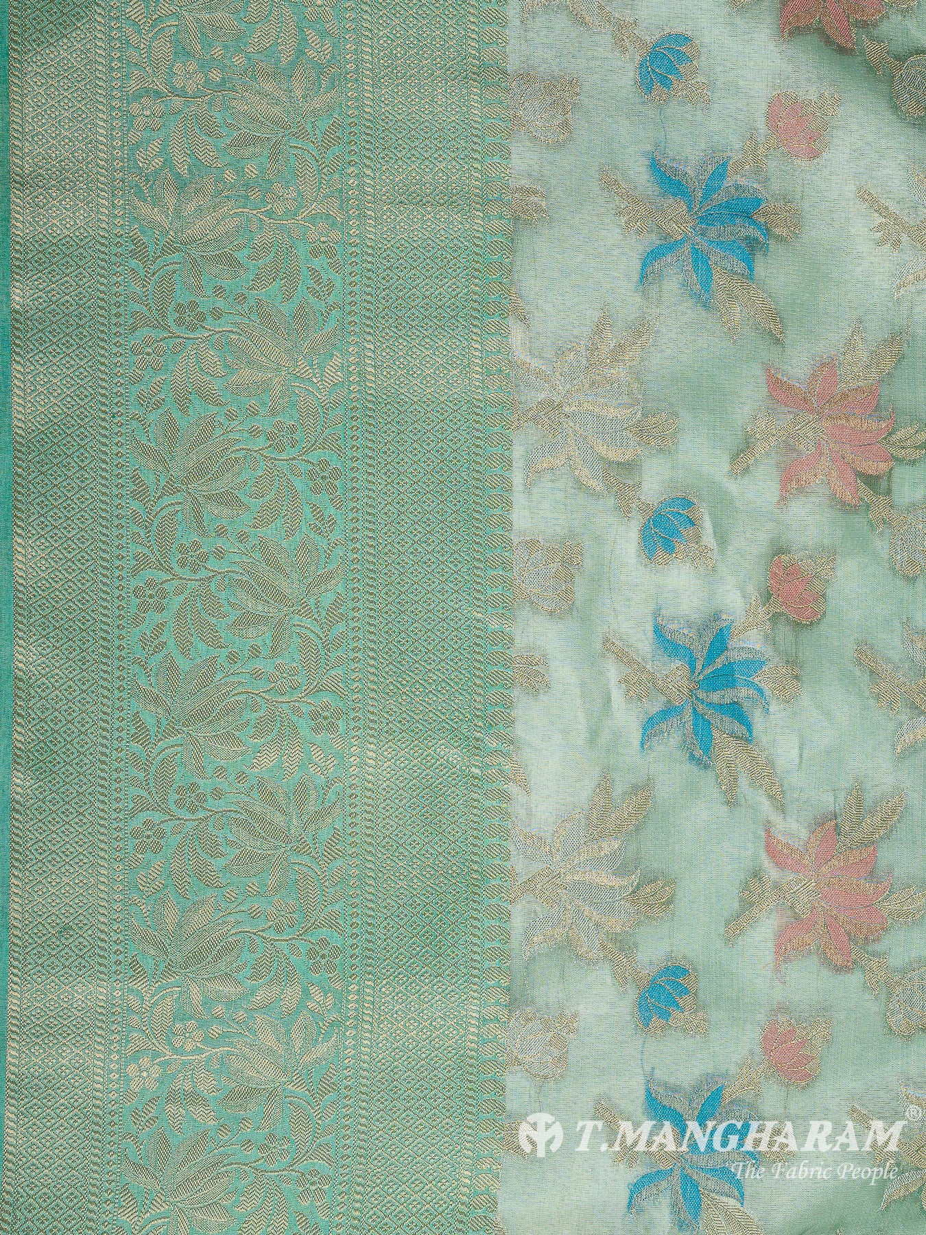 Green Semi Banaras Fabric - EB8188