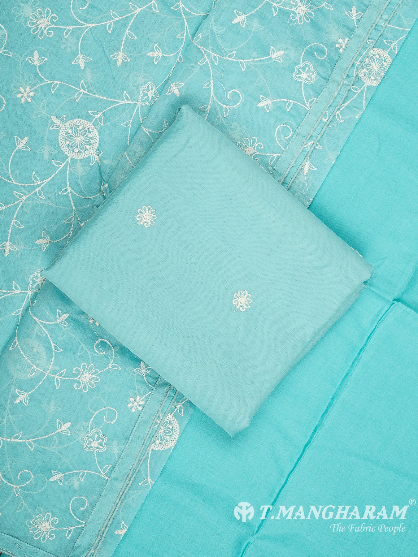Green Silk Cotton Chudidhar Fabric Set - EG1826 view-1