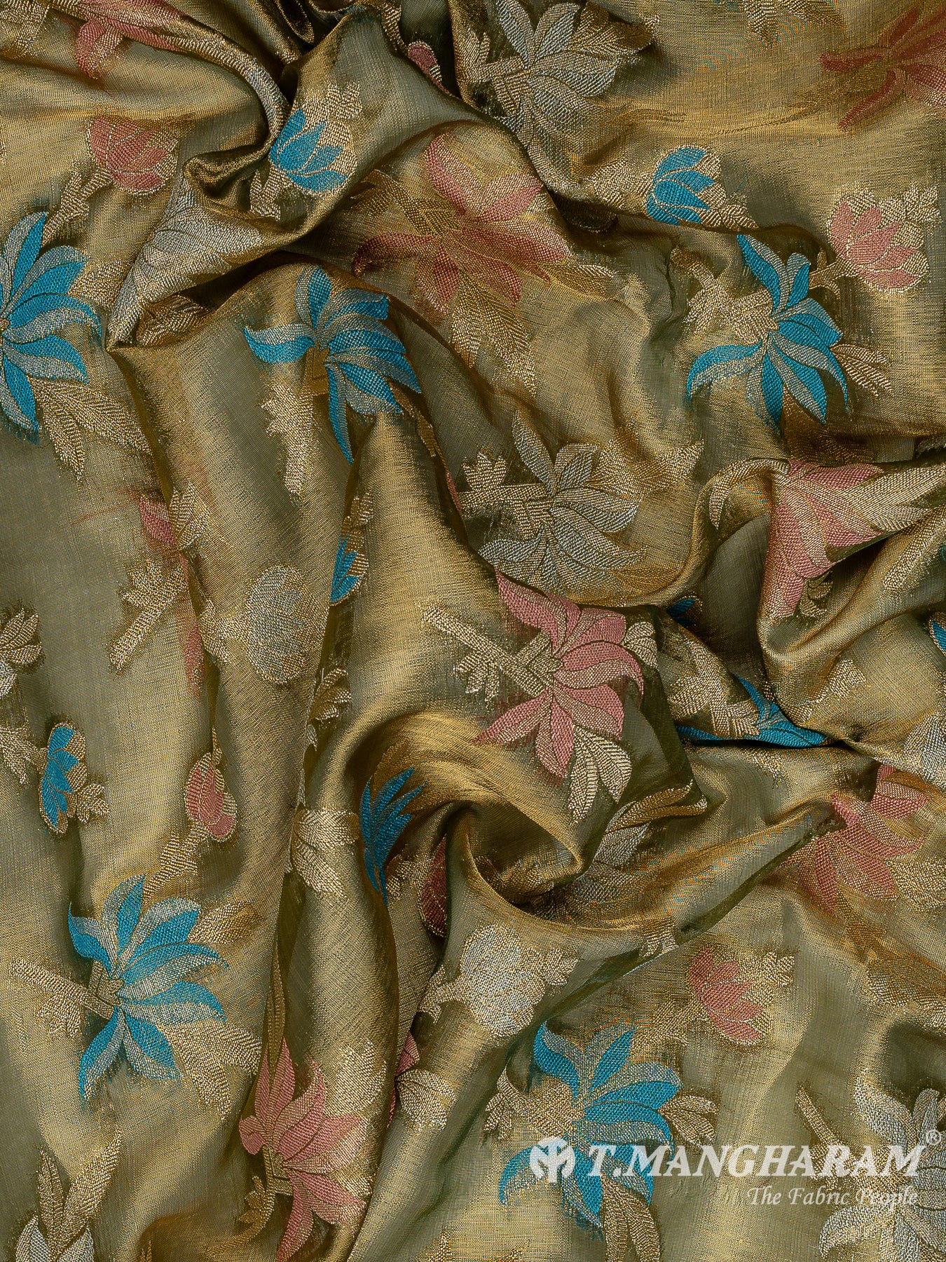 Green Yellow Semi Banaras Fabric - EB8179