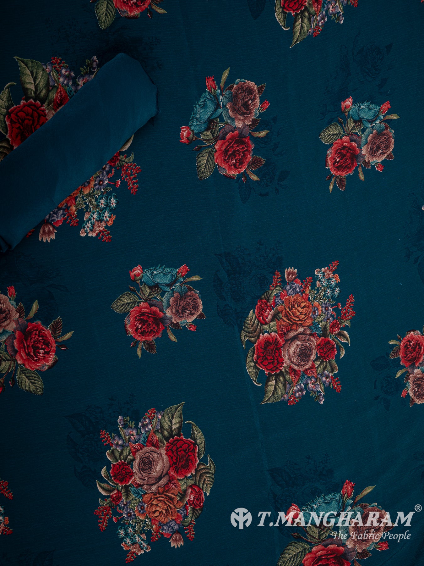 Blue Crepe Chudidhar Fabric Set - EH1609 view-2