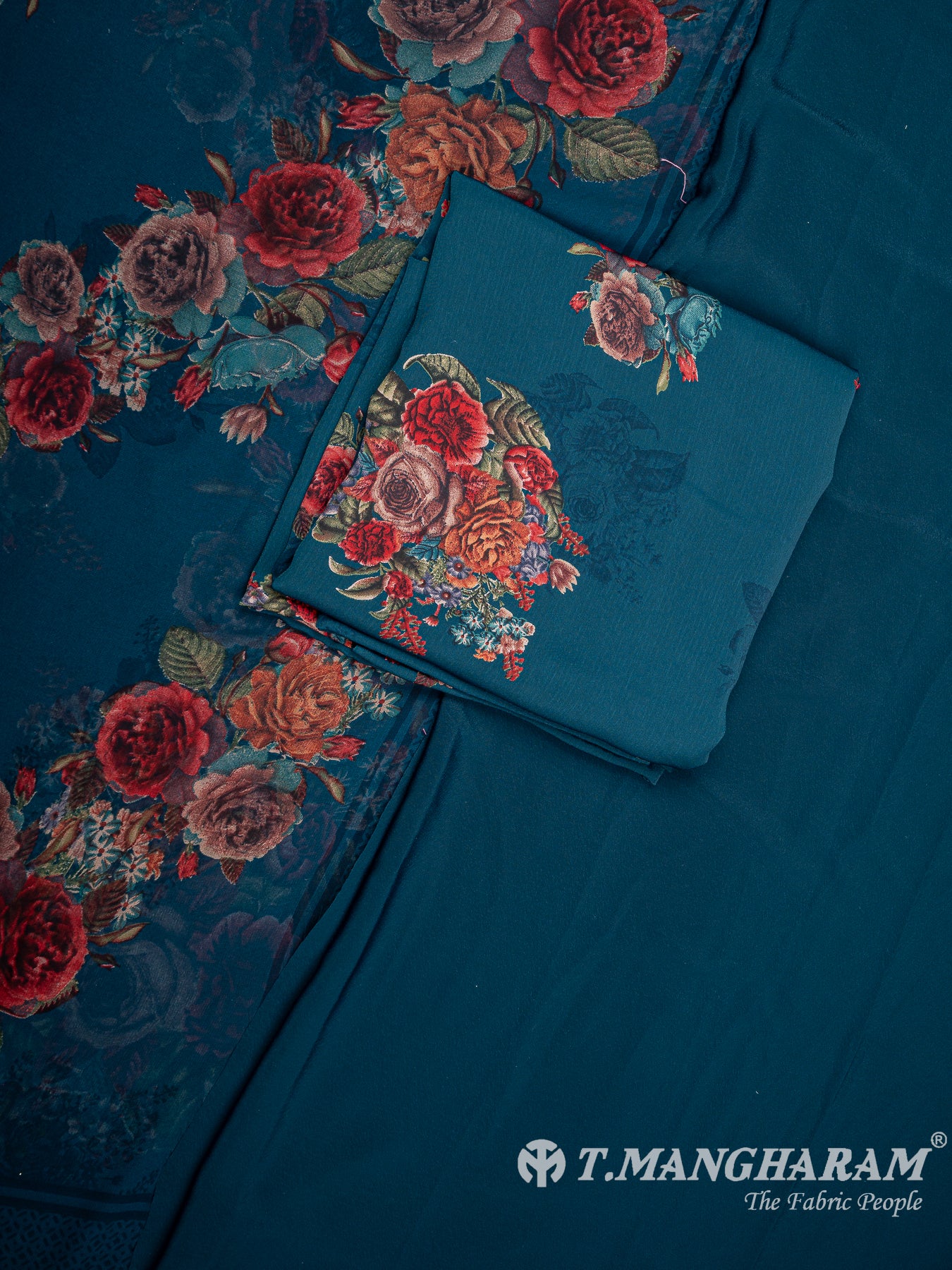 Blue Crepe Chudidhar Fabric Set - EH1609 view-1