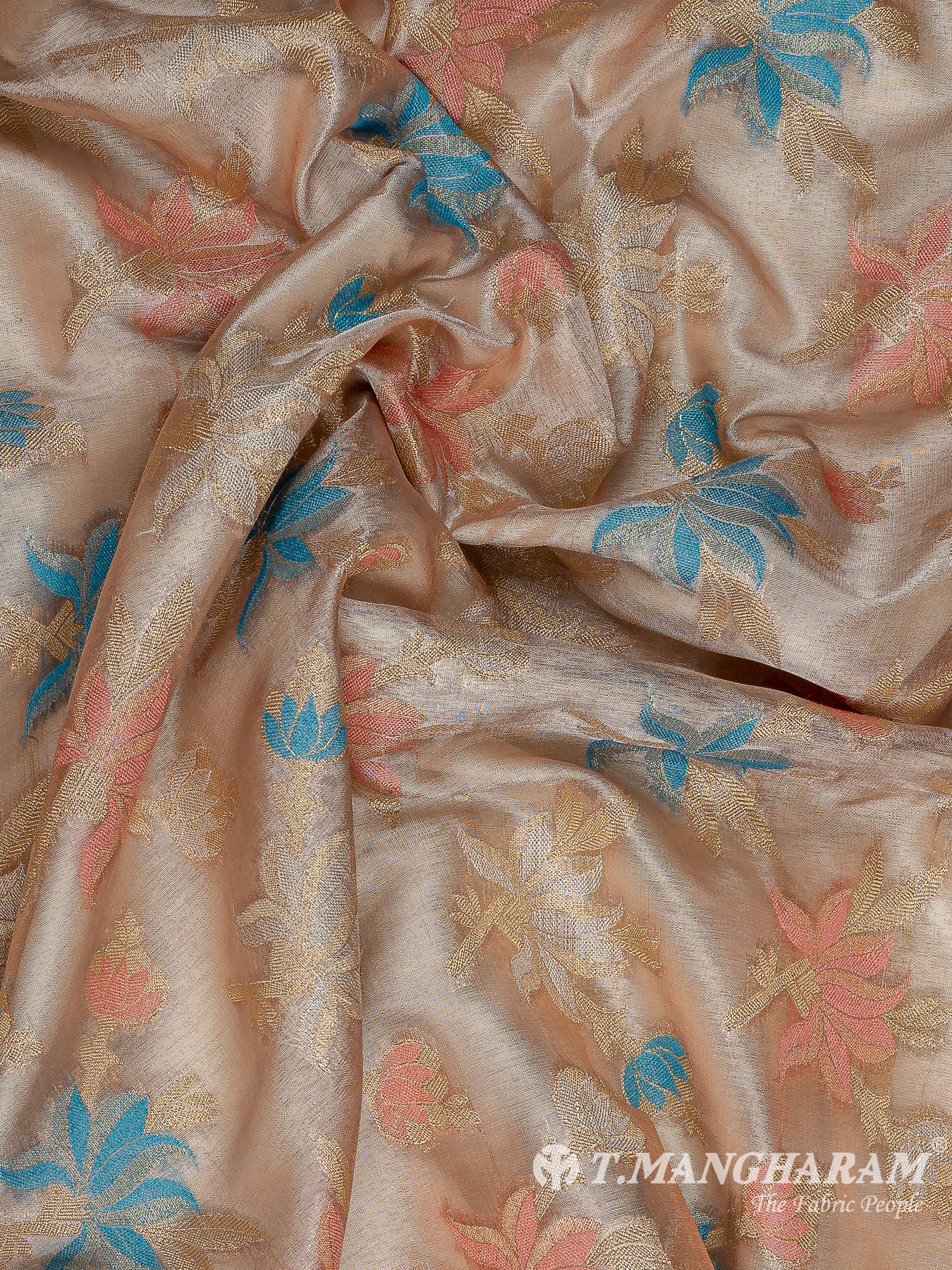 Peach Semi Banaras Fabric - EB8185