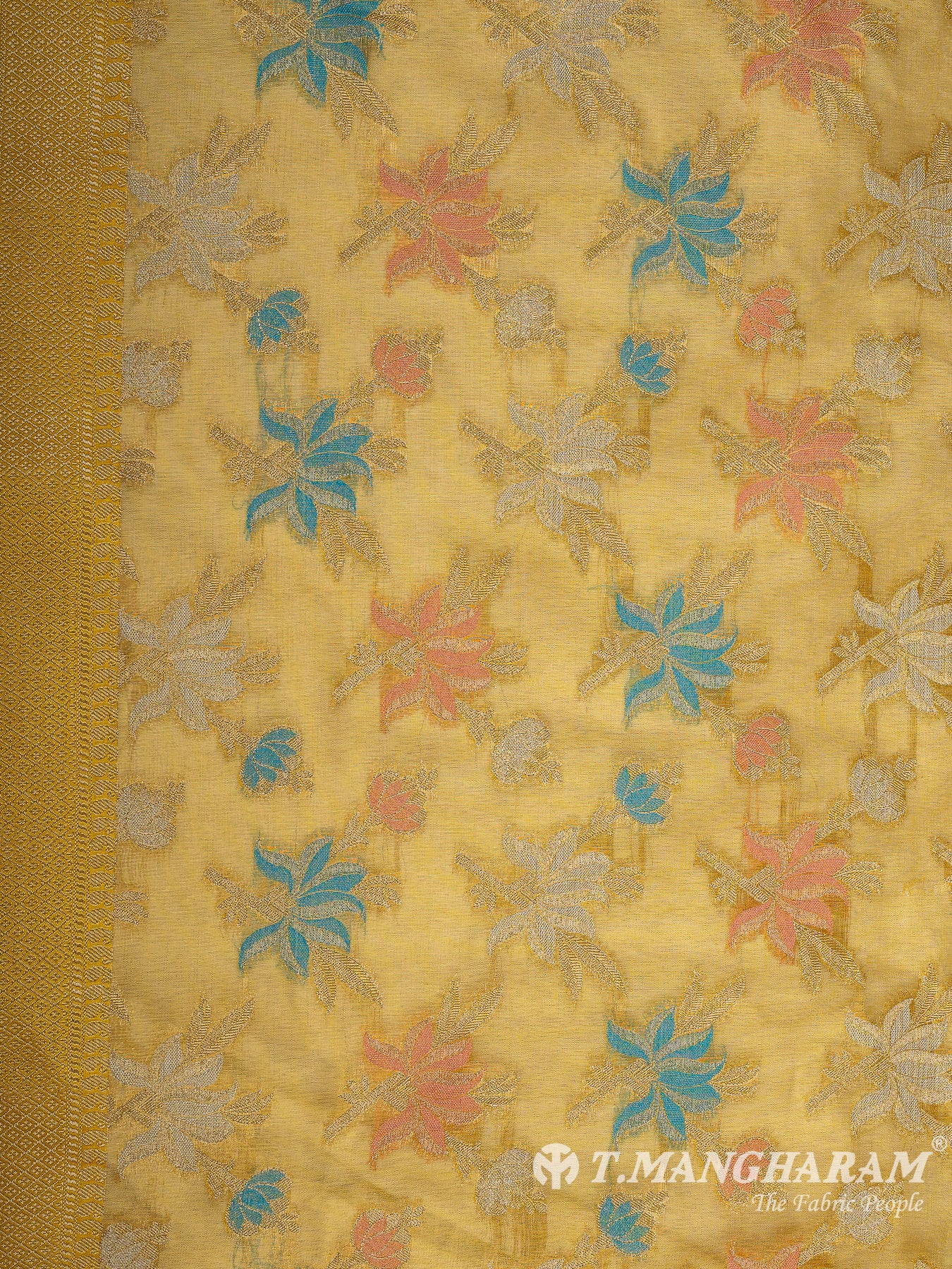 Yellow Semi Banaras Fabric - EB8184