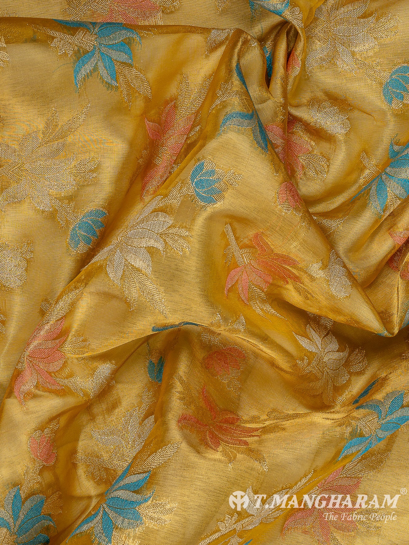 Yellow Semi Banaras Fabric - EB8184