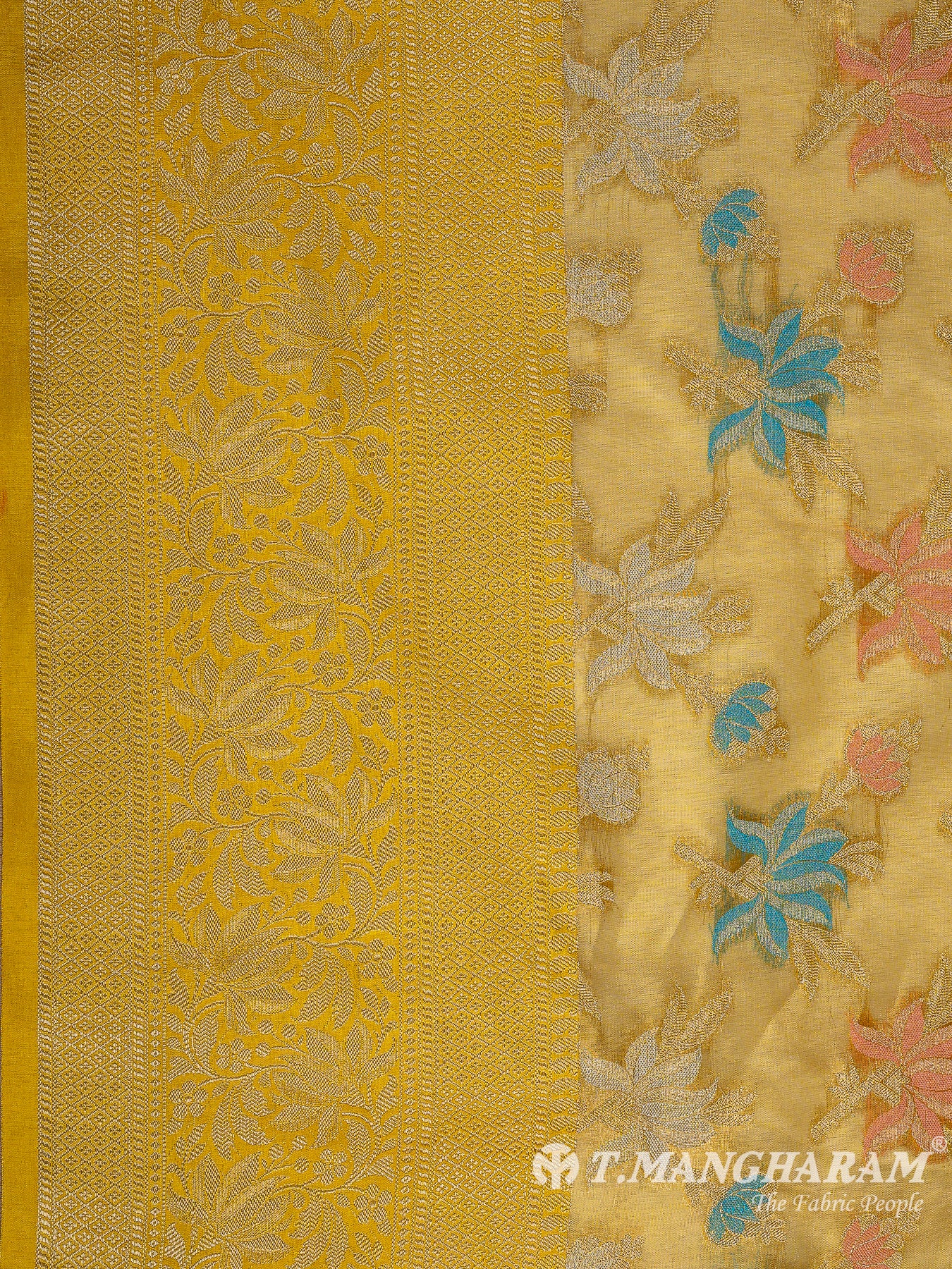 Yellow Semi Banaras Fabric - EB8184