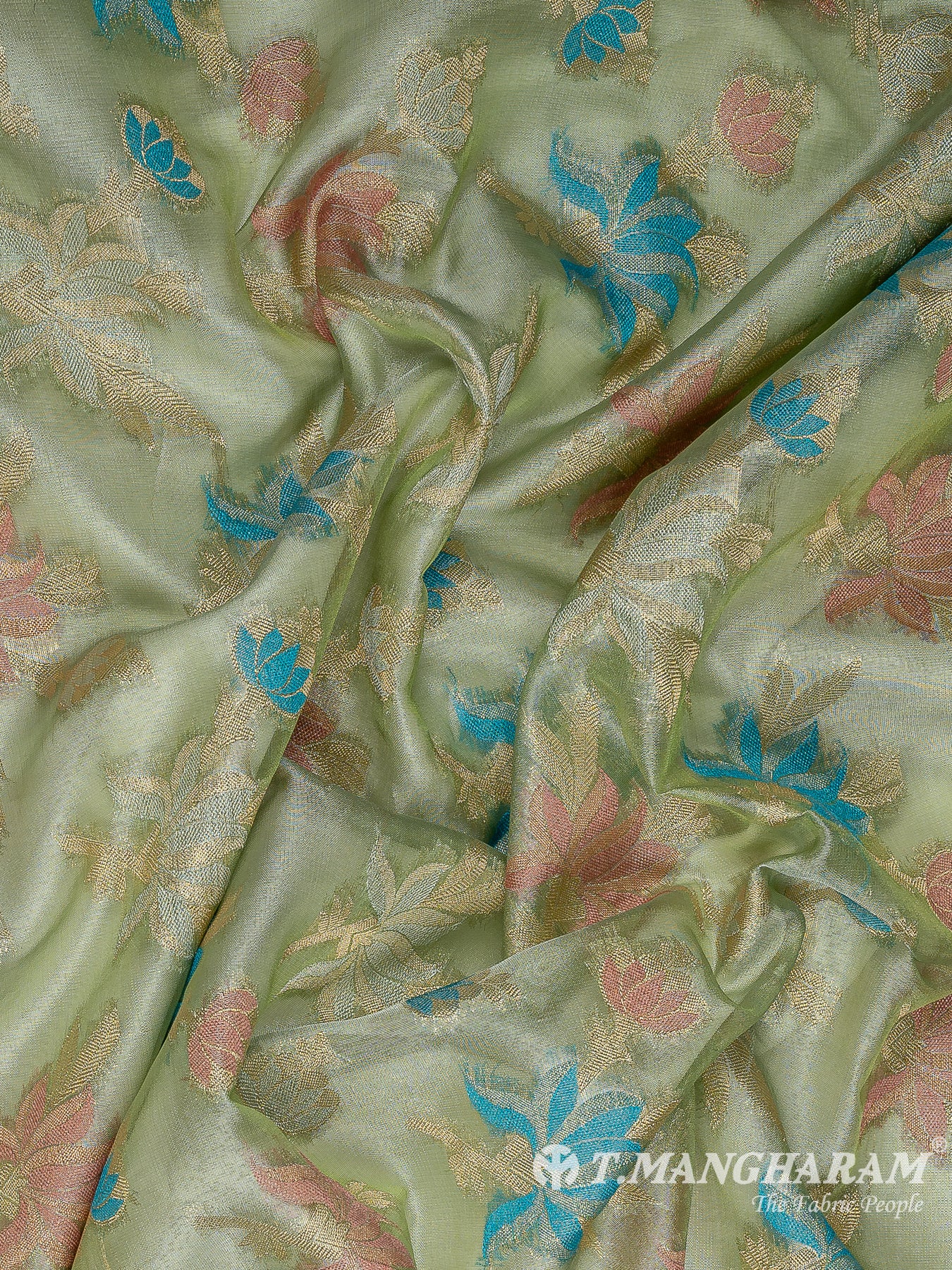 Green Semi Banaras Fabric - EB8187