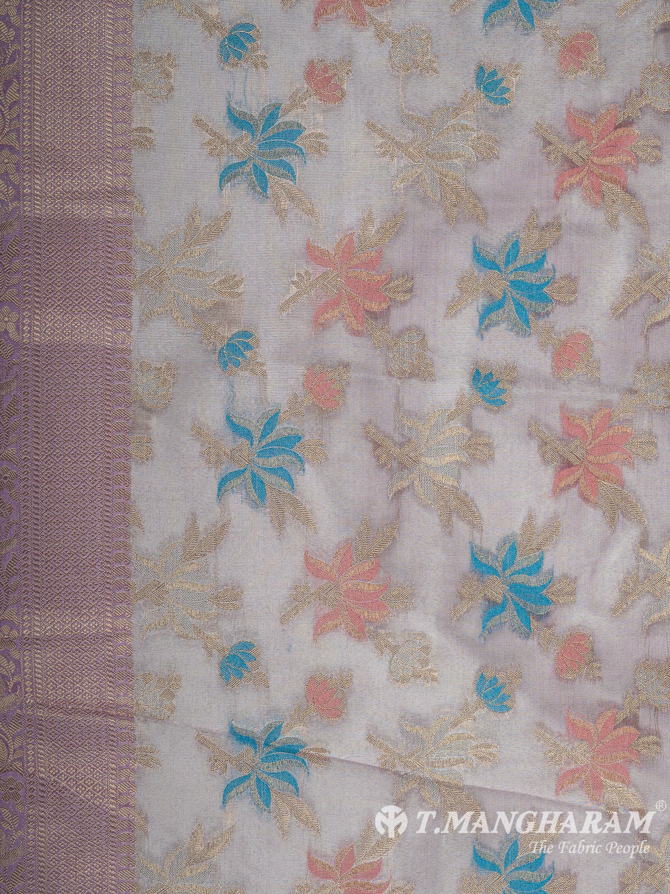 Violet Semi Banaras Fabric - EB8182