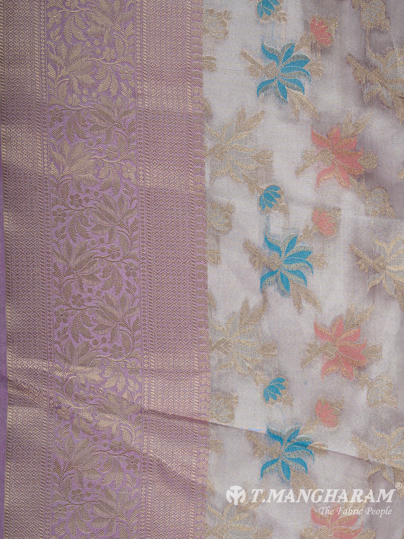 Violet Semi Banaras Fabric - EB8182