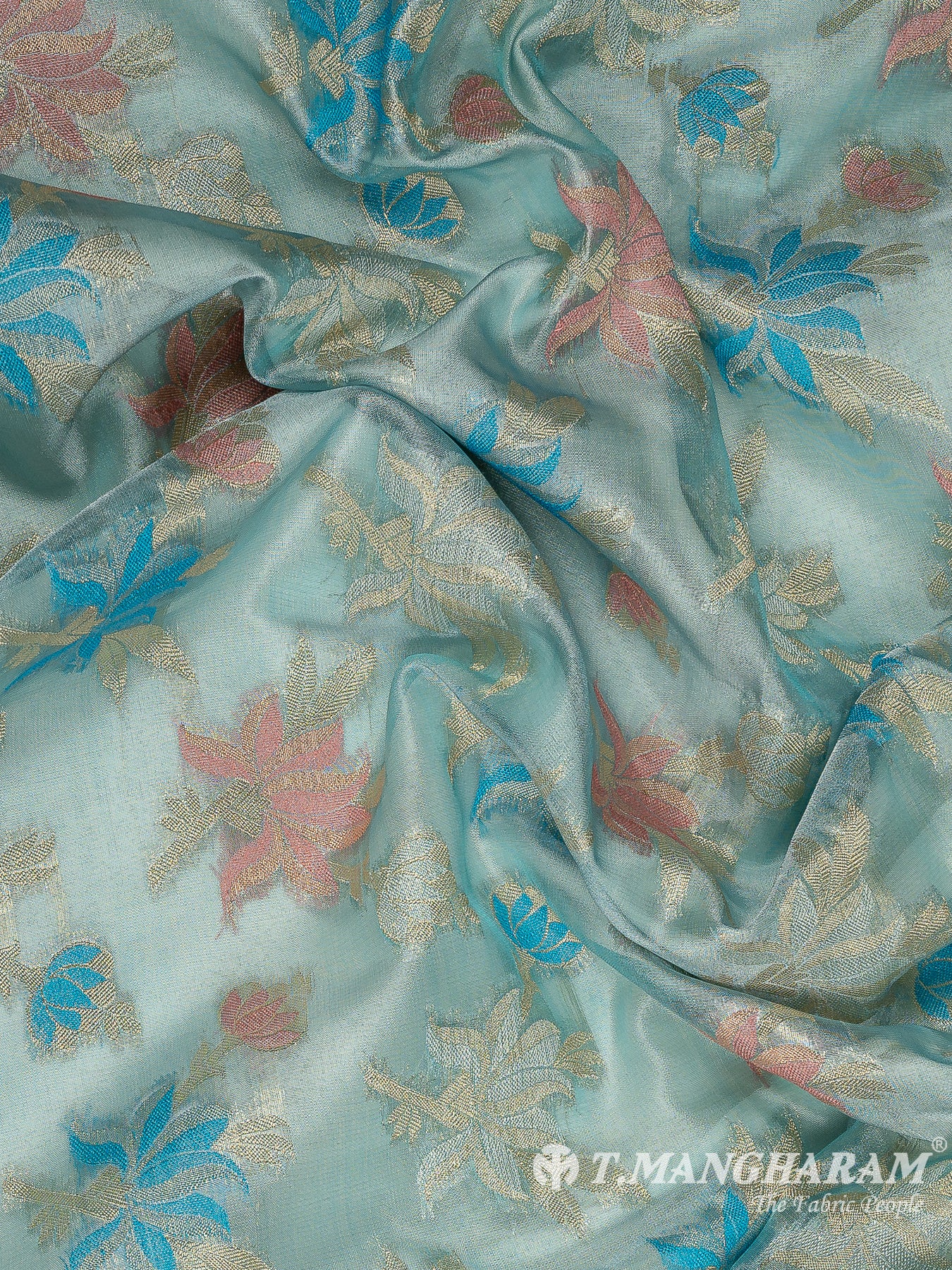 Blue Semi Banaras Fabric - EB8186