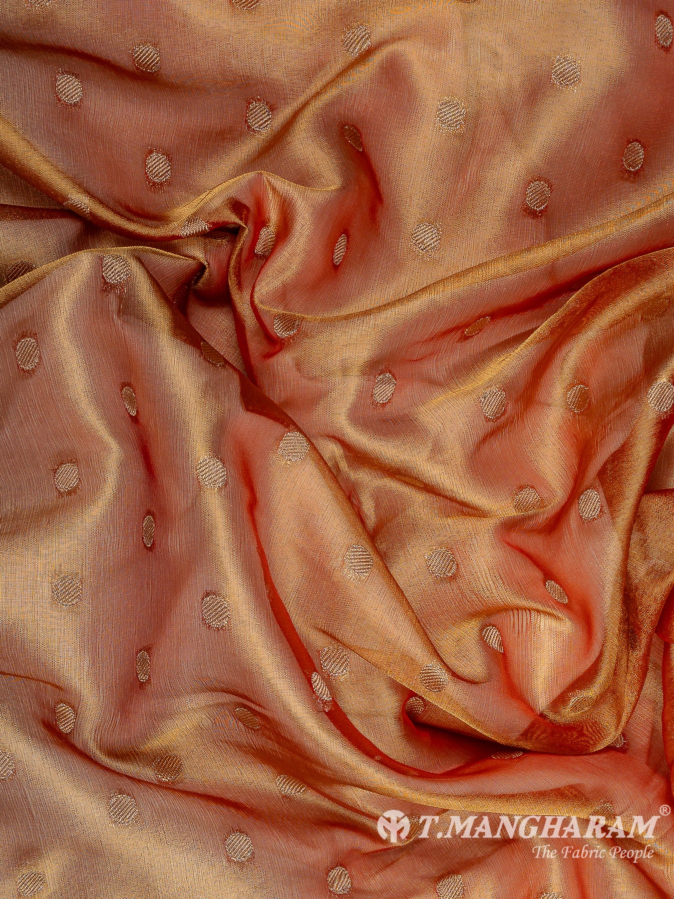 Orange Semi Banaras Fabric - EB8197