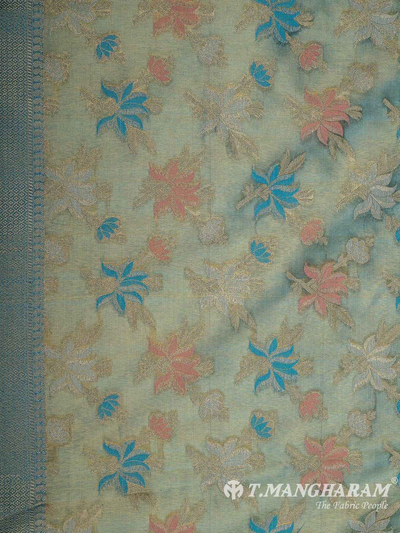 Green Semi Banaras Fabric - EB8189