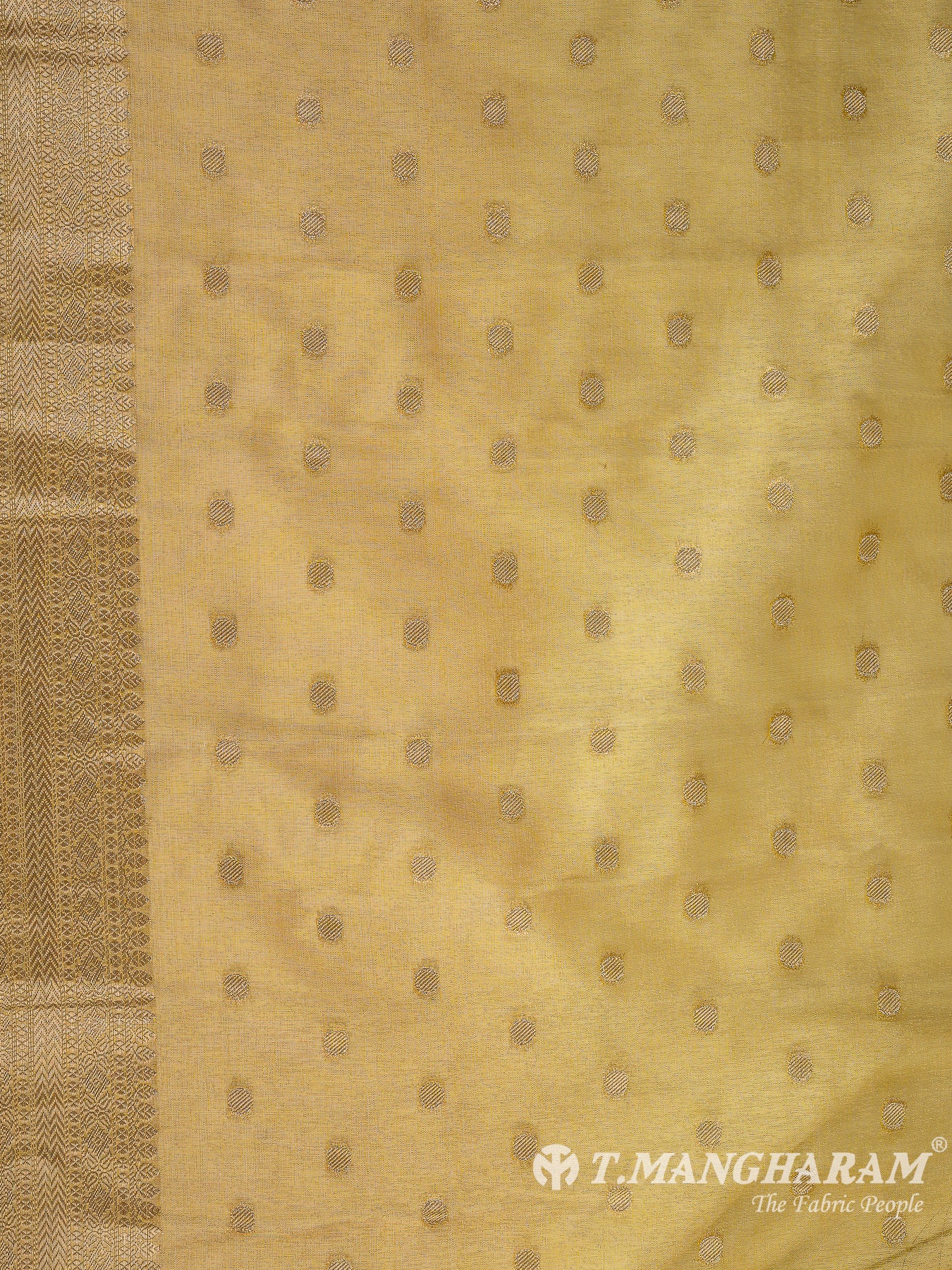 Yellow Semi Banaras Fabric - EB8196