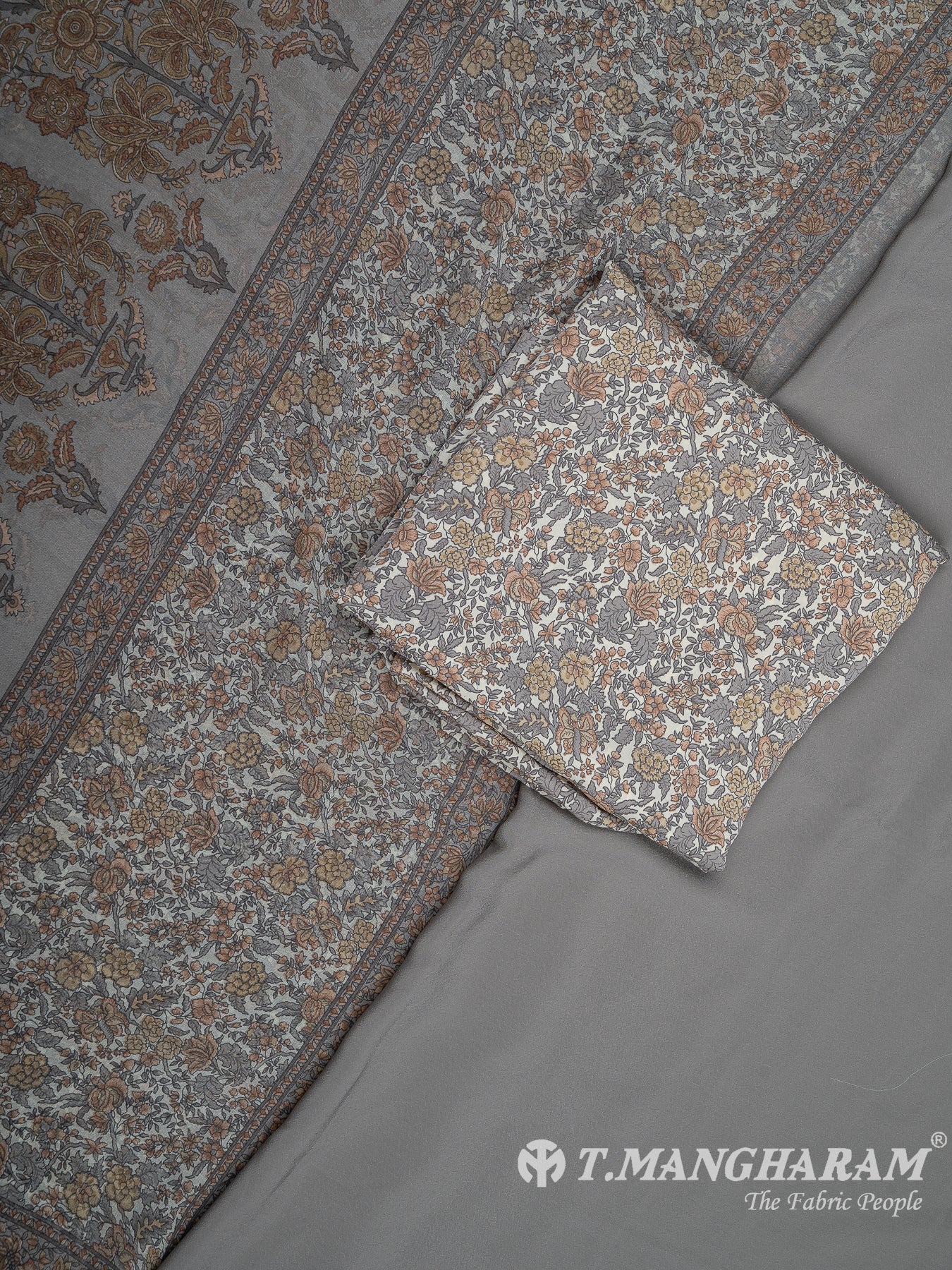 Grey Crepe Chudidhar Fabric Set - EH1656) view-1