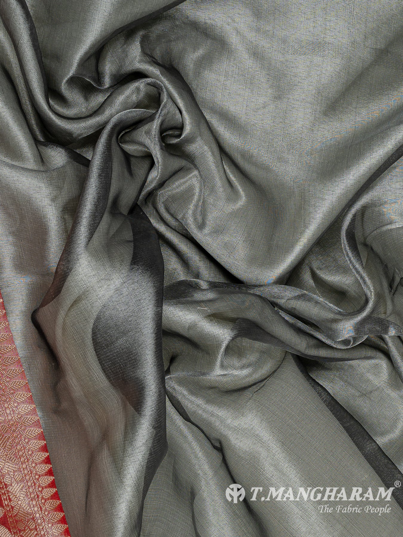 Grey Semi Banaras Fabric - EB8157