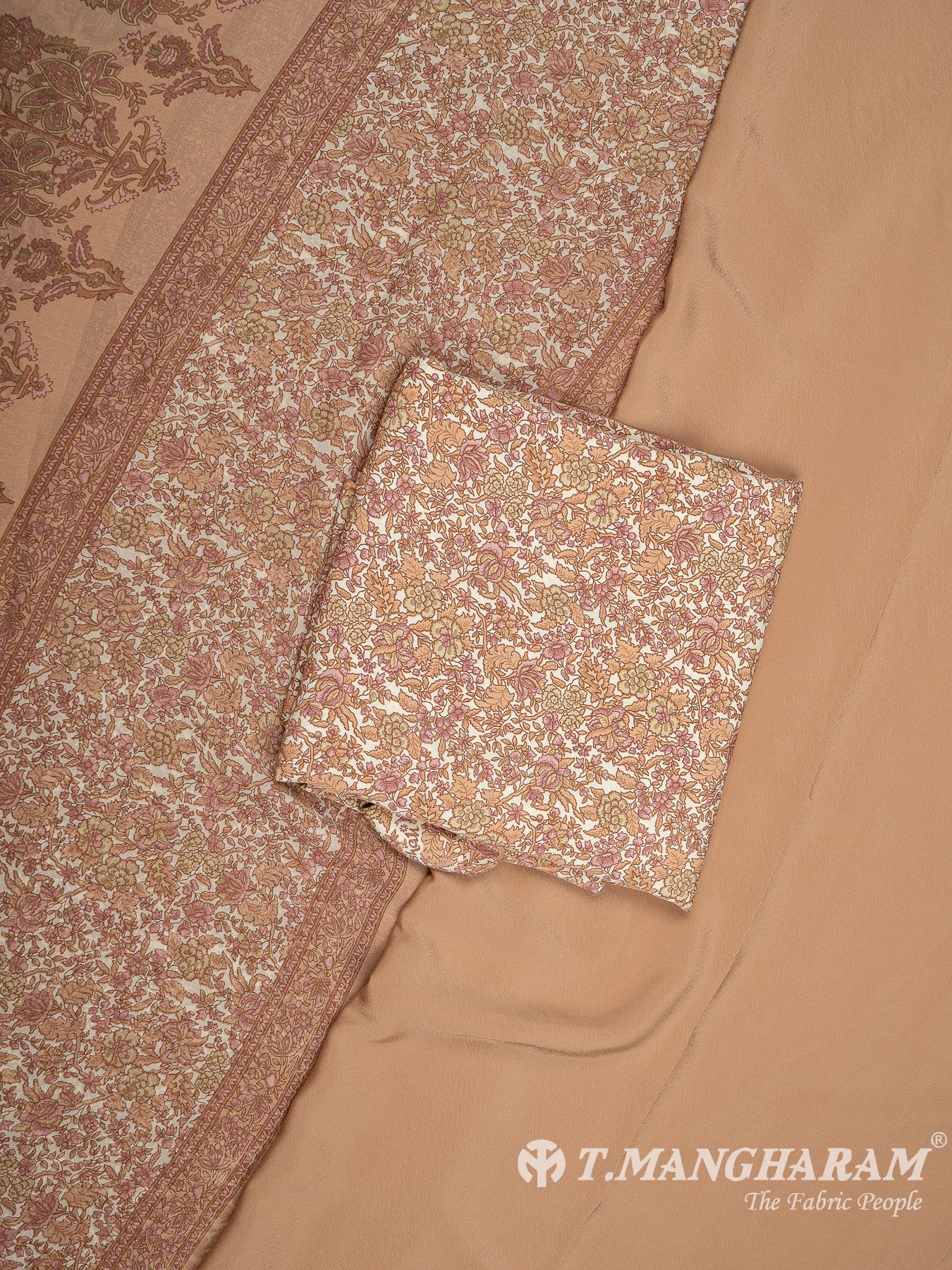 Beige Crepe Chudidhar Fabric Set - EH1655 view-1