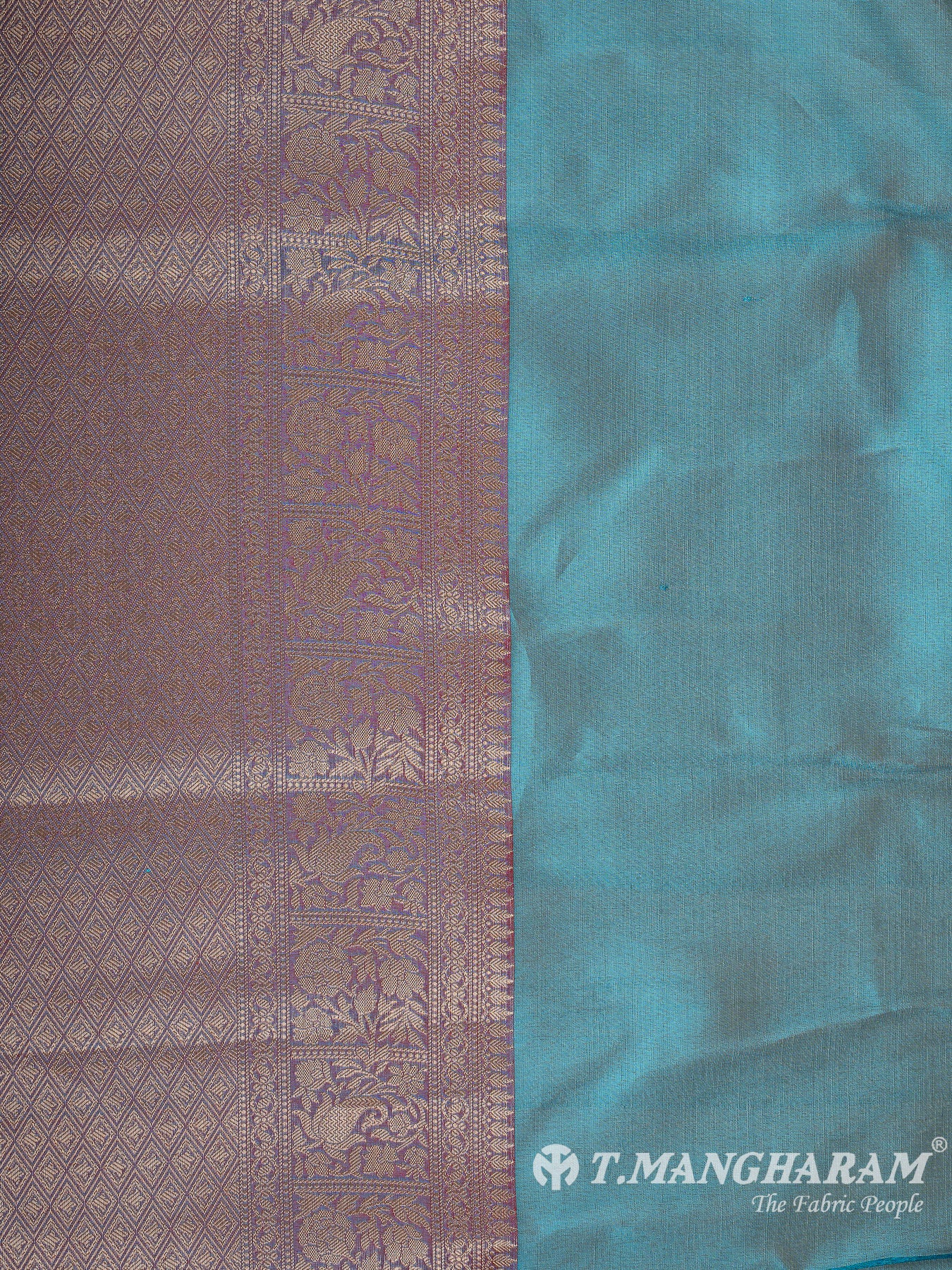 Blue Semi Banaras Fabric - EB8153