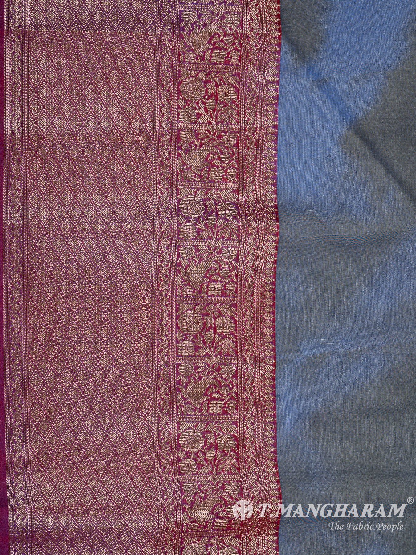 Blue Semi Banaras Fabric - EB8149