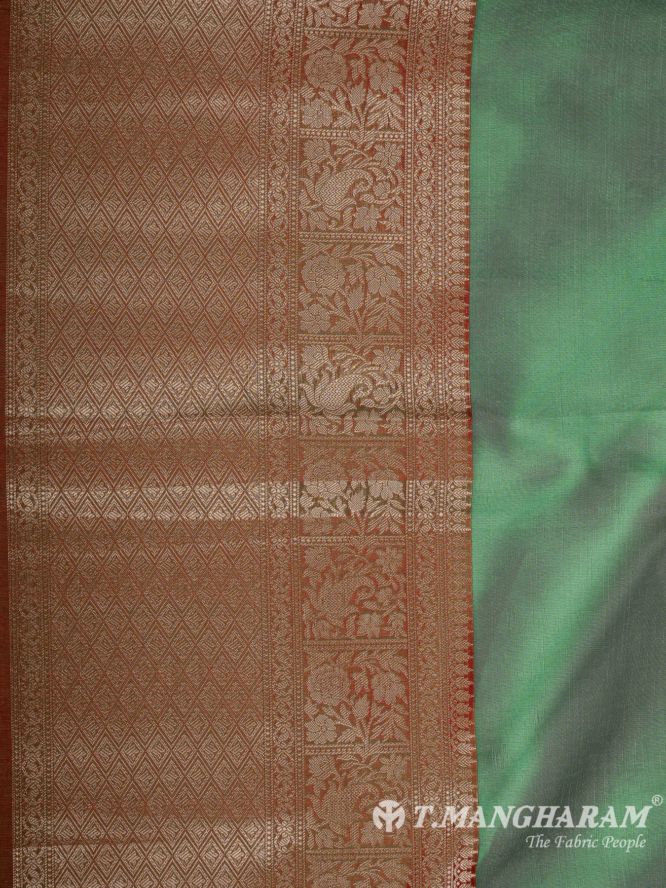 Green Semi Banaras Fabric - EB8151