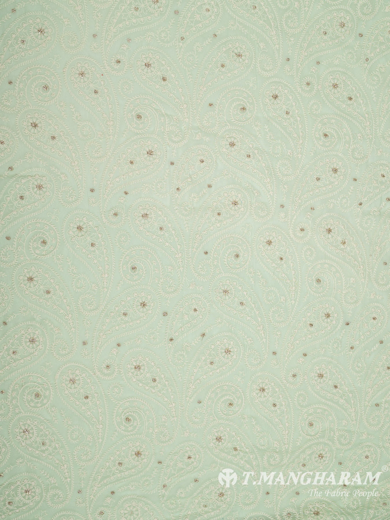 Green Georgette Embroidery Fabric - EC9057 view-3