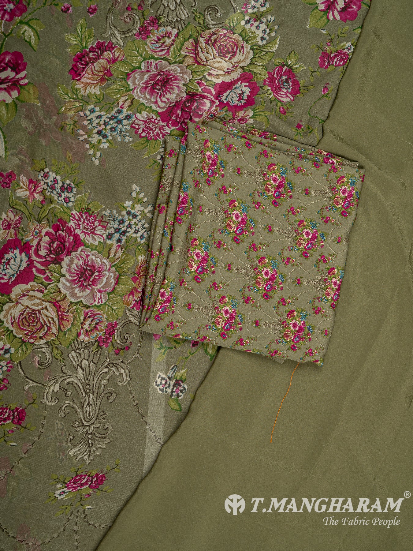 Green Crepe Chudidhar Fabric Set - EH1607 view-1