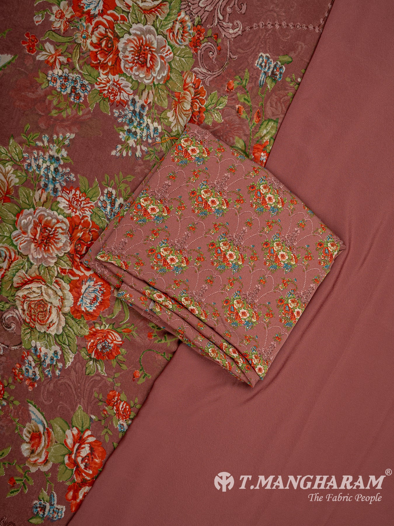 Brown Crepe Chudidhar Fabric Set - EH1604 view-1