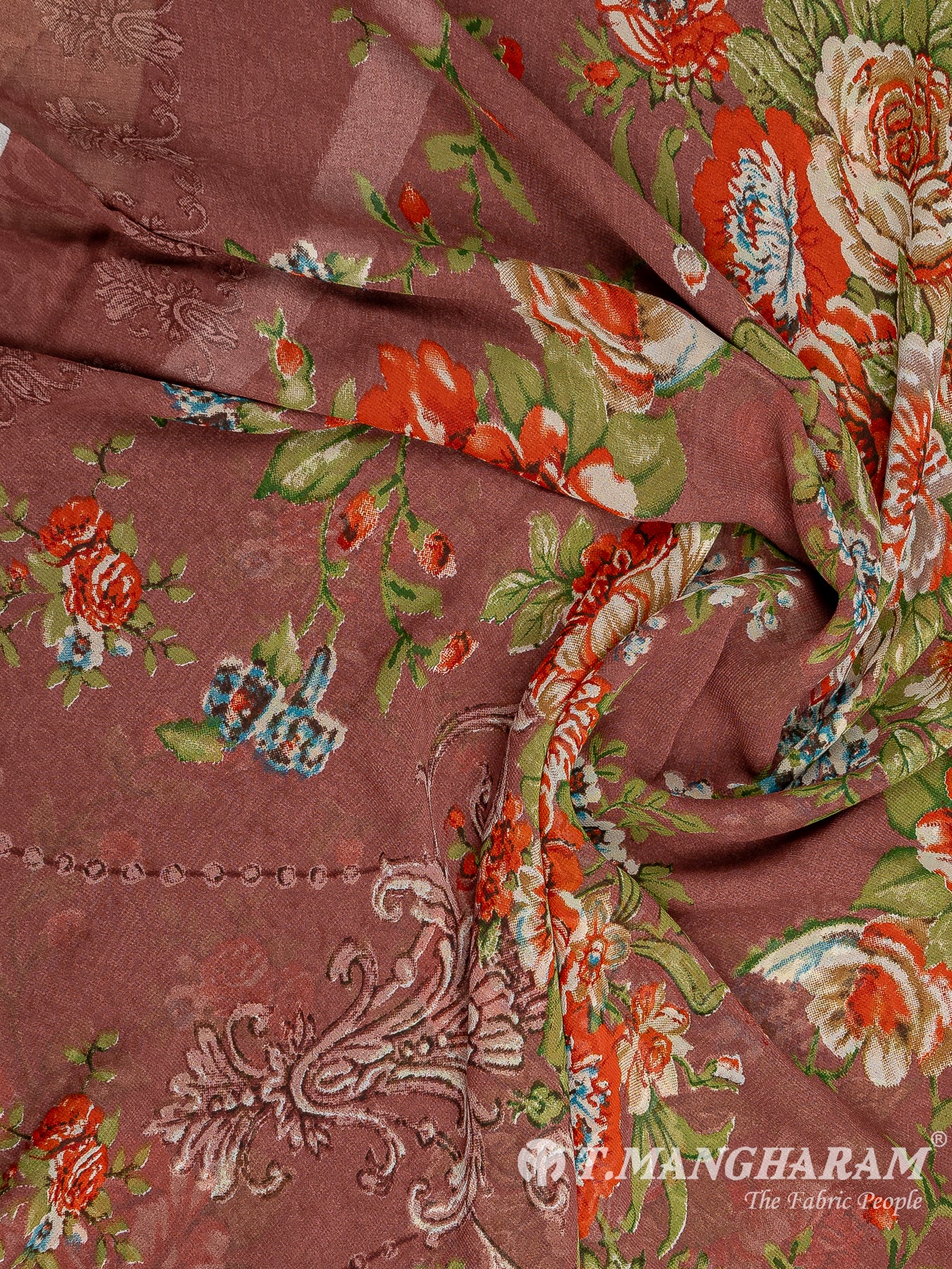 Brown Crepe Chudidhar Fabric Set - EH1604 view-3