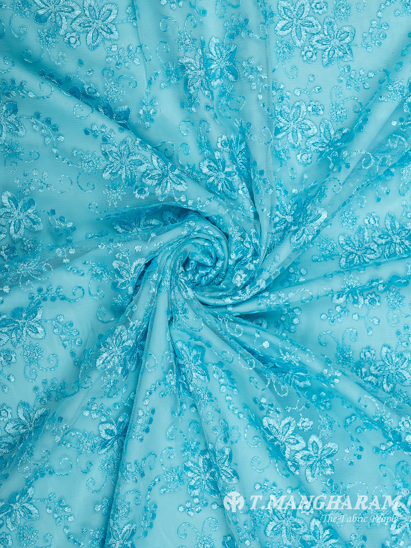 Sea Blue Fancy Net Fabric - EB5807 view-1