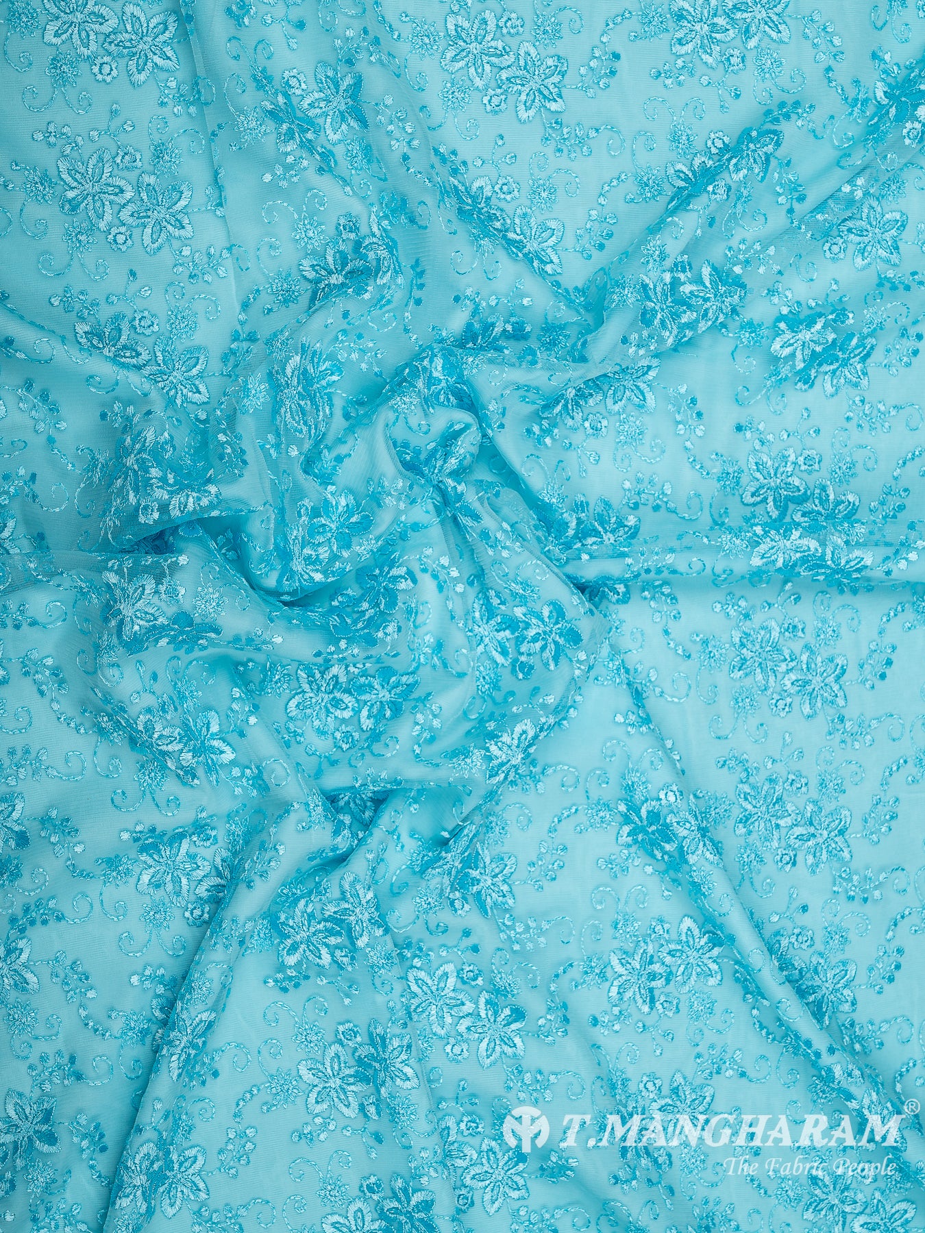 Sea Blue Fancy Net Fabric - EB5807 view-4