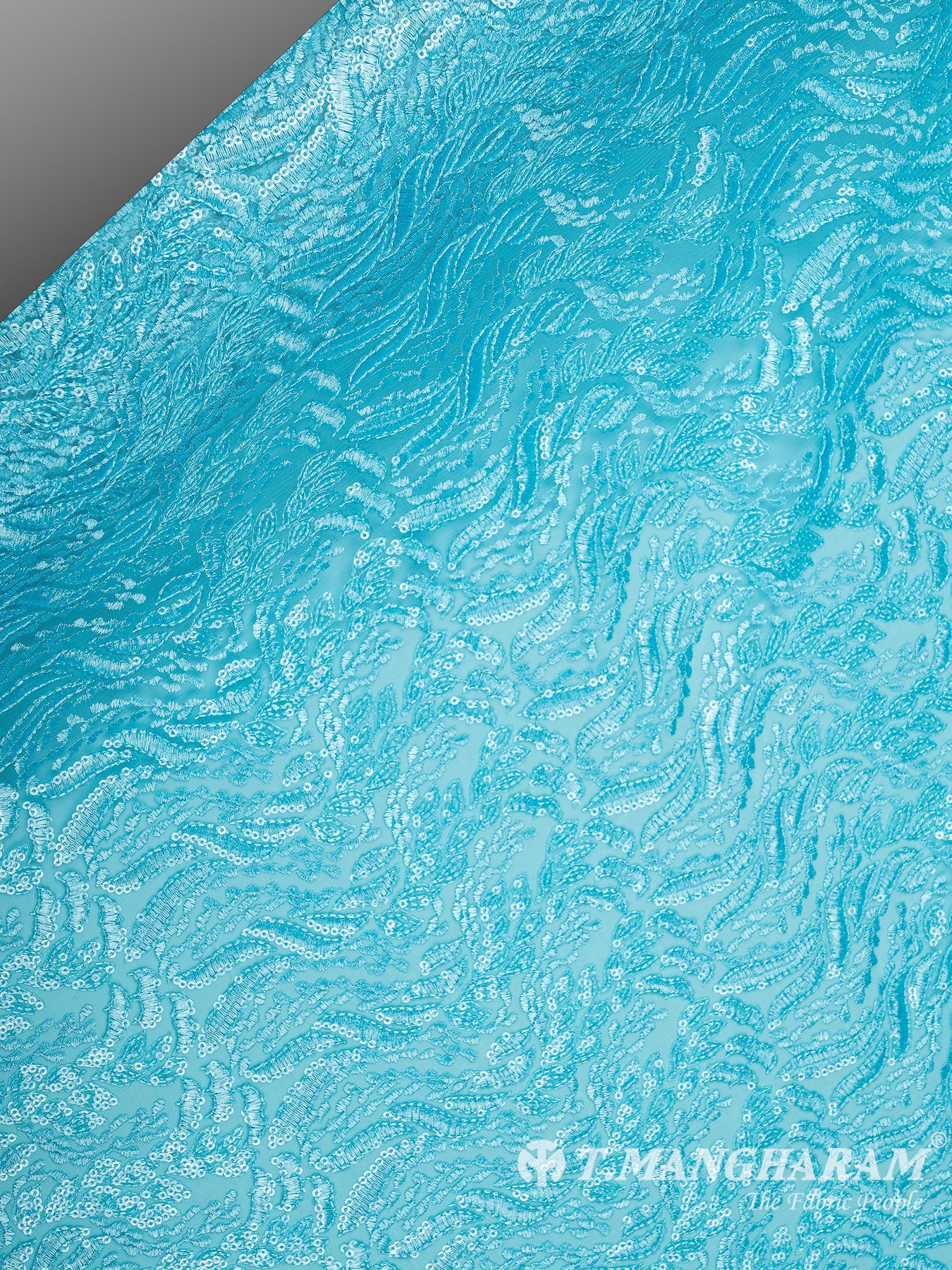 Sea Blue Fancy Net Fabric - EB5803 view-2