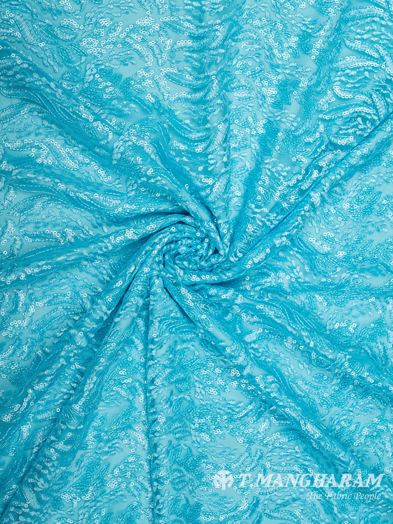 Sea Blue Fancy Net Fabric - EB5803 view-1