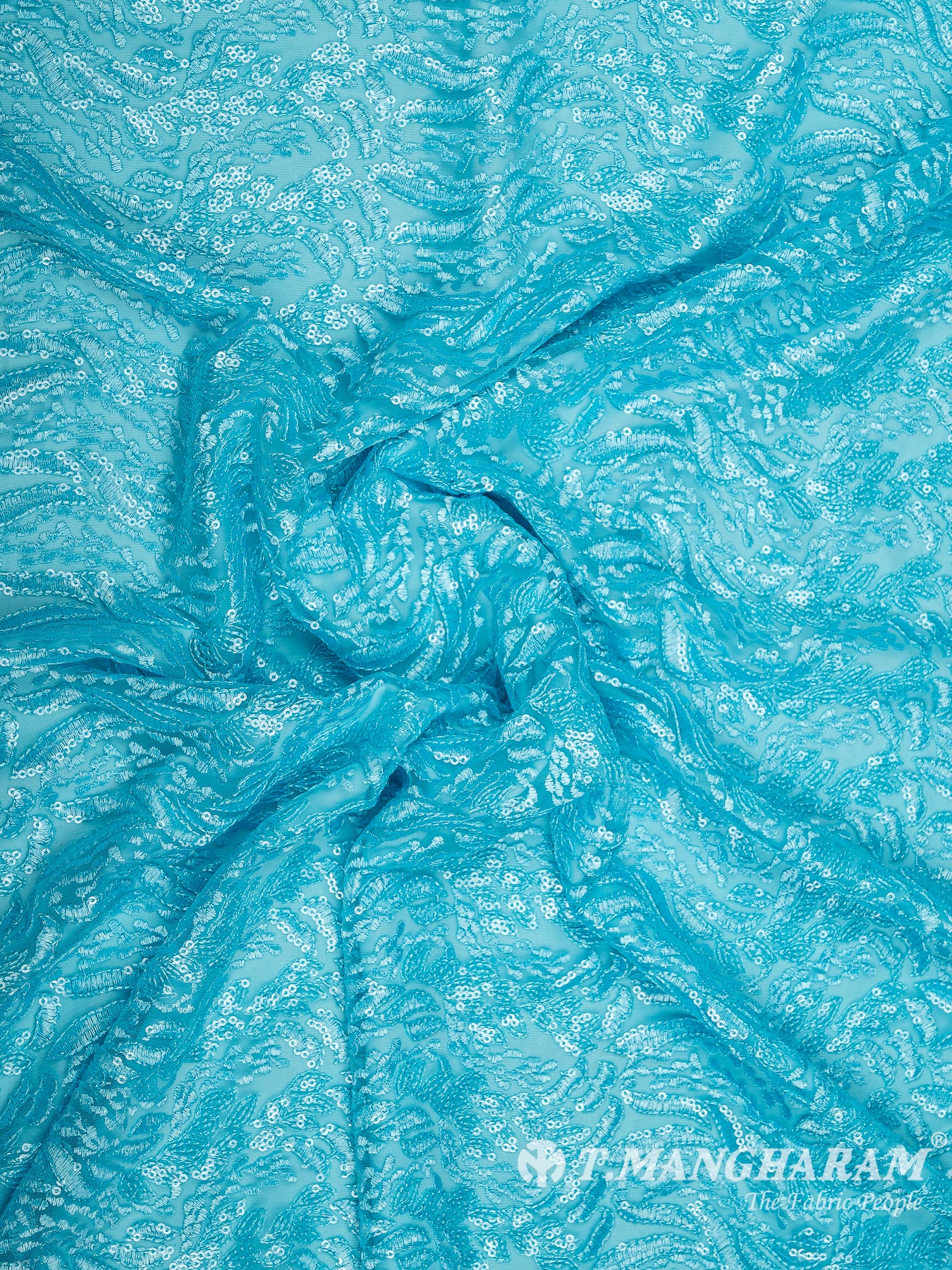 Sea Blue Fancy Net Fabric - EB5803 view-4