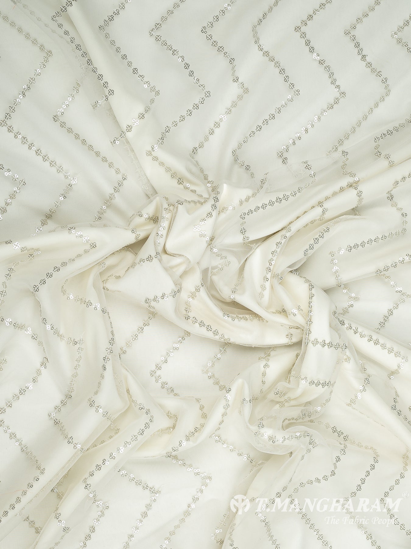 White Fancy Net Fabric - EB7364 view-4