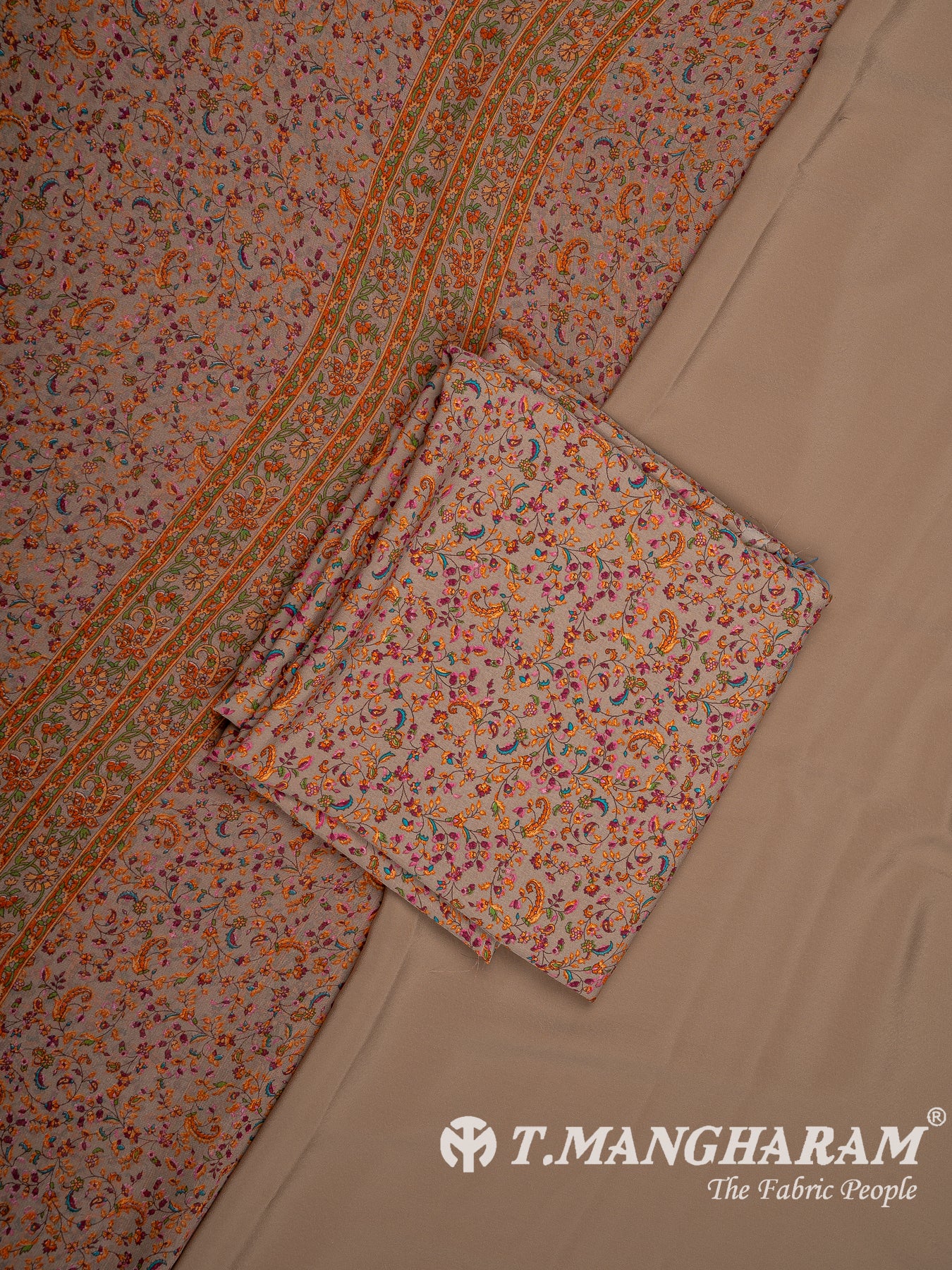 Beige Crepe Chudidhar Fabric Set - EH1627 view-1