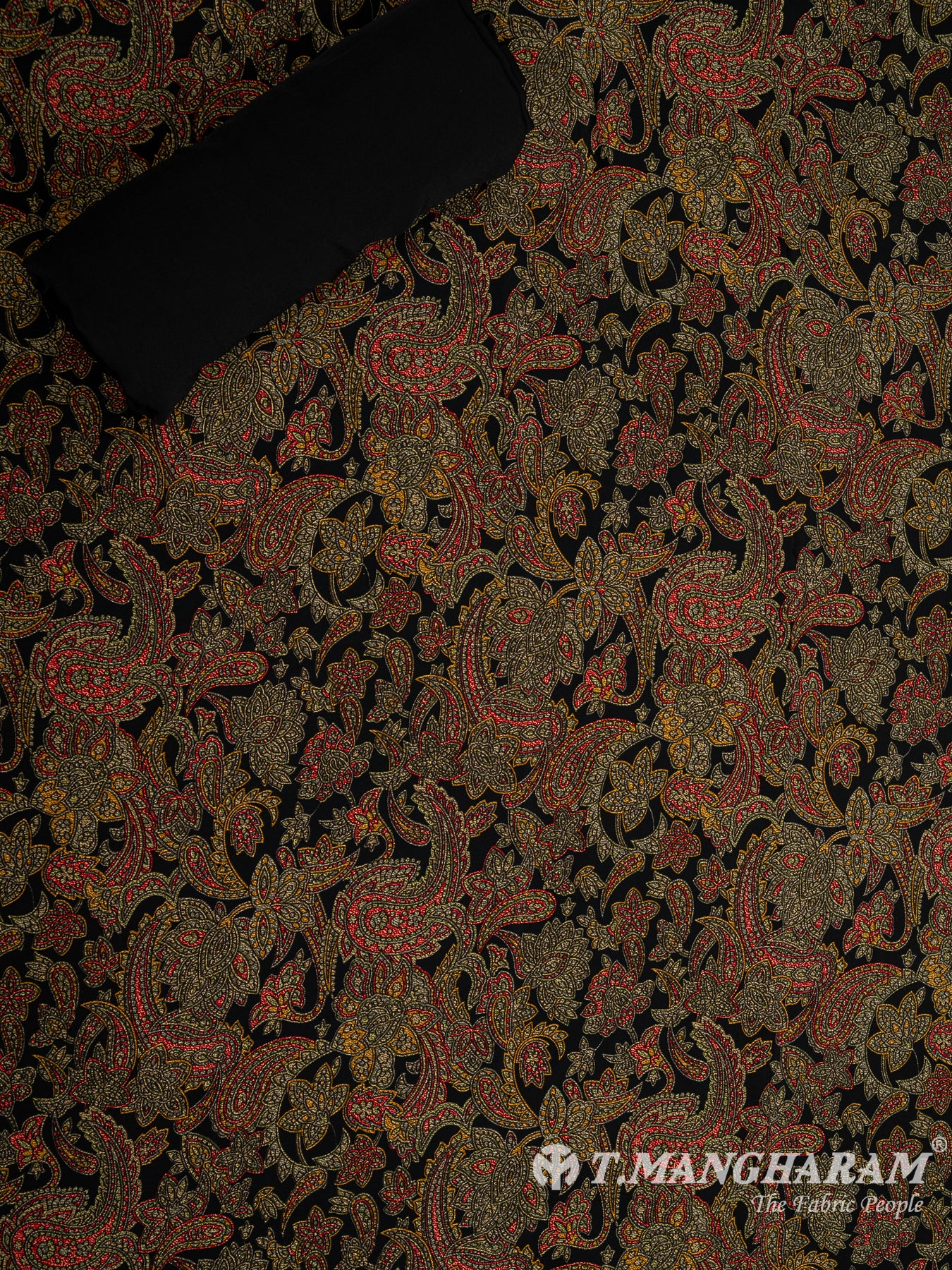 Black Crepe Chudidhar Fabric Set - EH1686 view-2