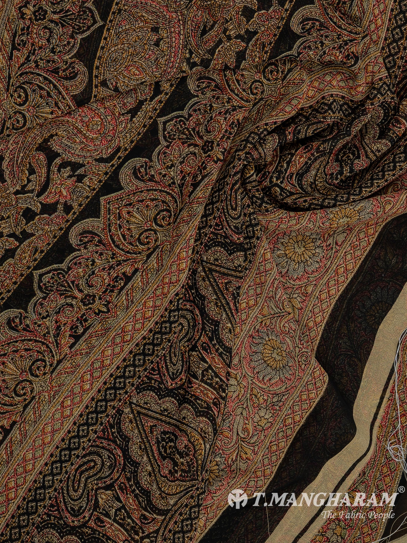 Black Crepe Chudidhar Fabric Set - EH1686 view-3