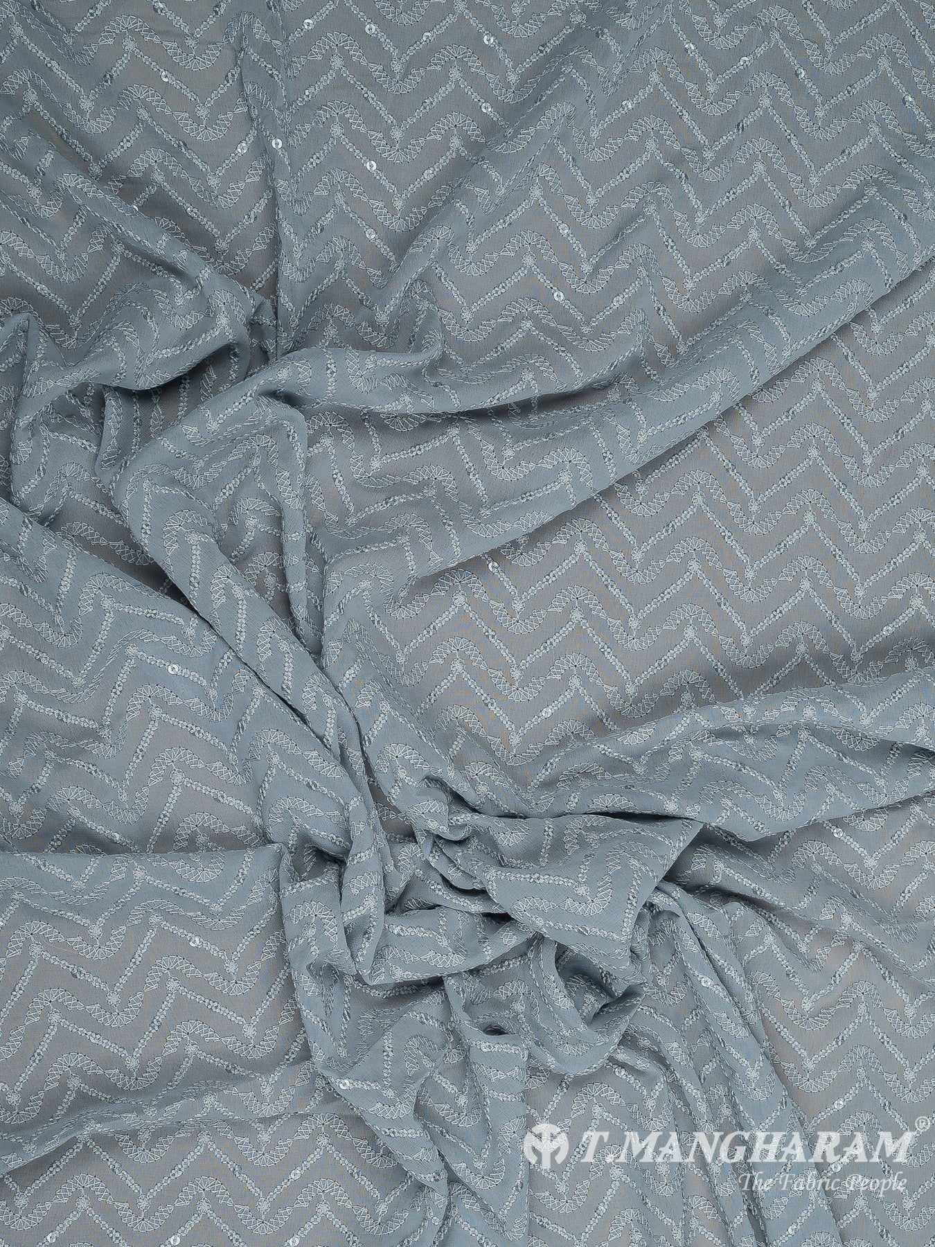 Blue Georgette Fabric - EA2968 view-4