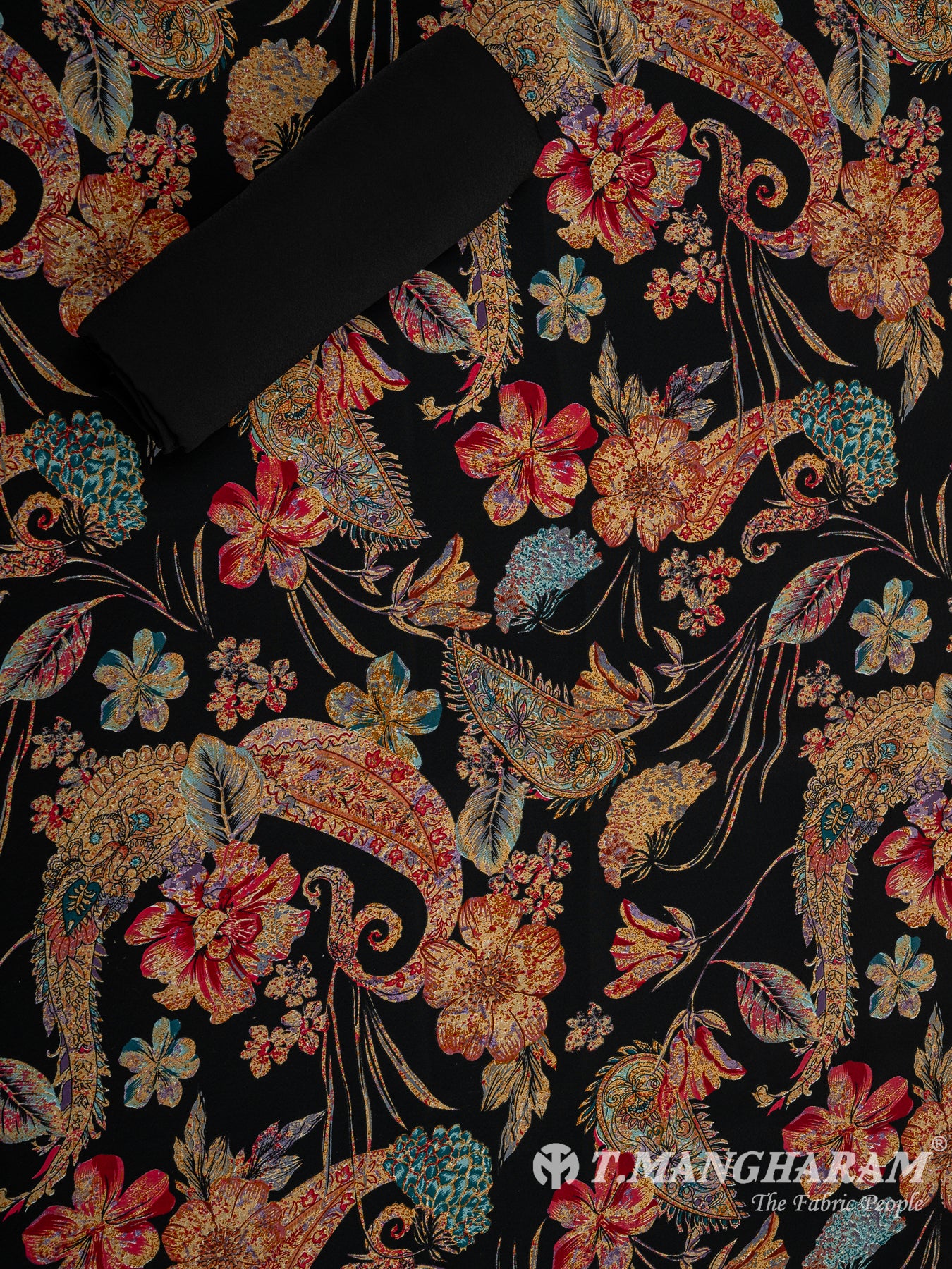 Black Crepe Chudidhar Fabric Set - EH1634 view-2