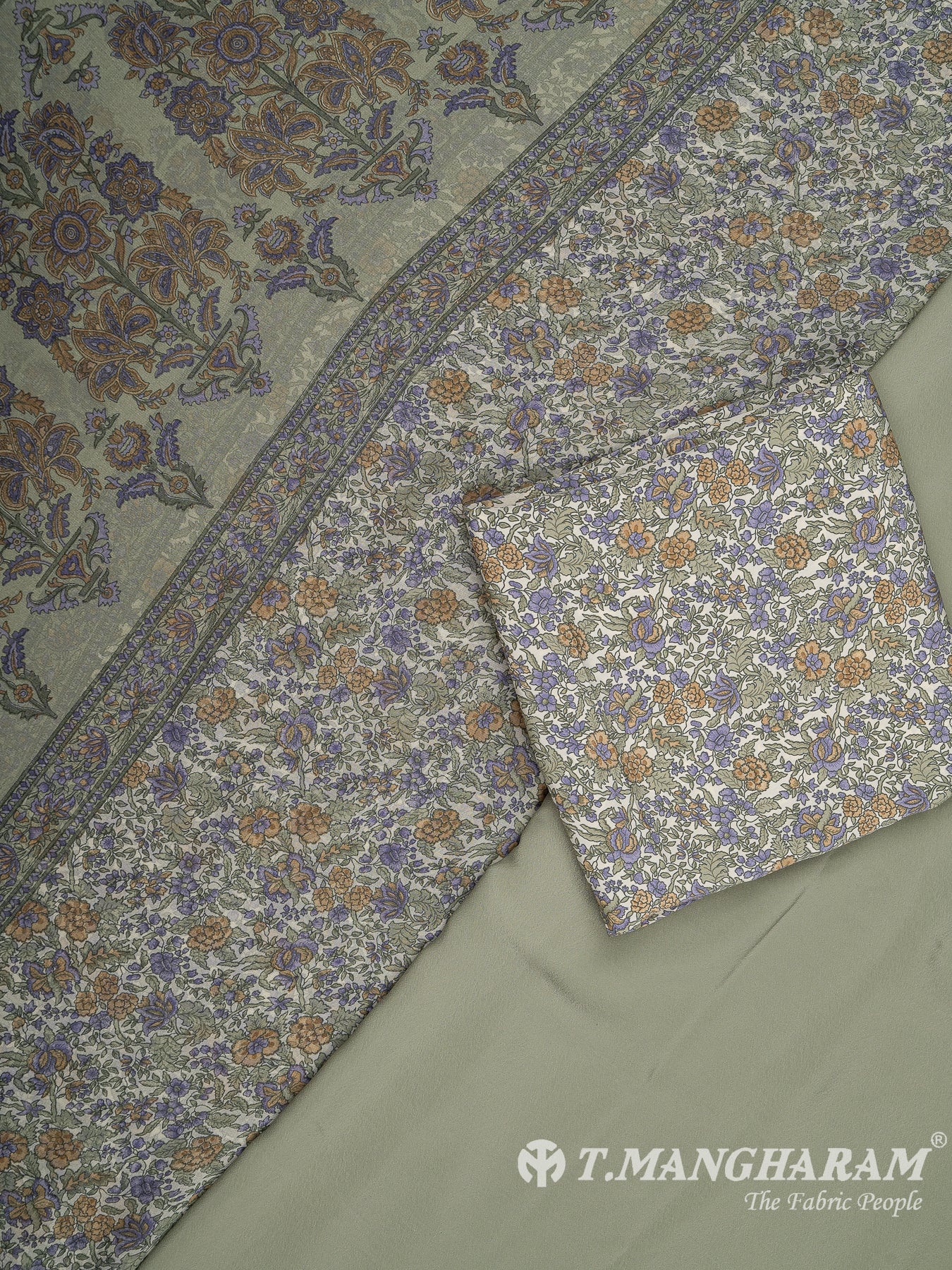 Green Crepe Chudidhar Fabric Set - EH1658 view-1
