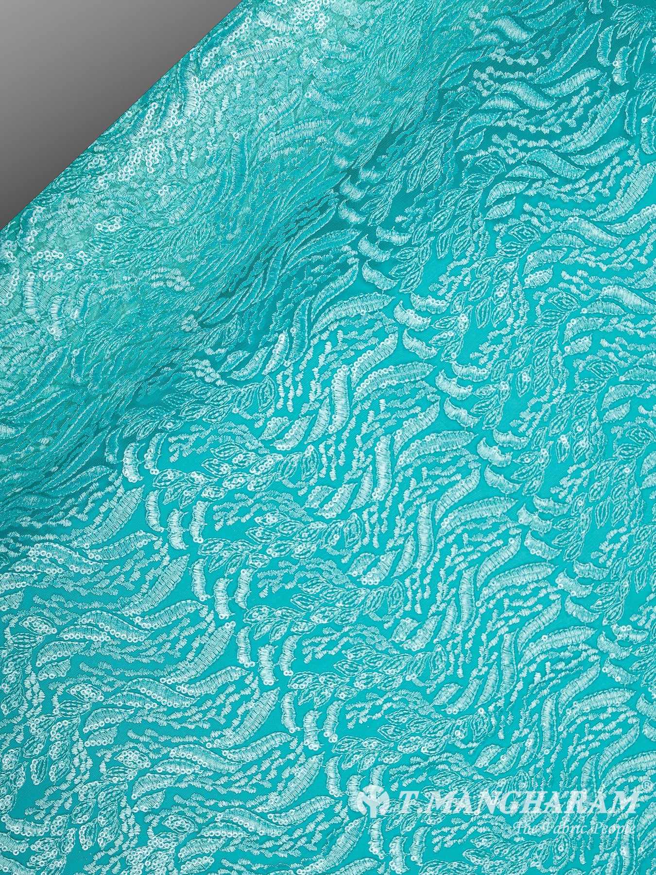 Sea Blue Fancy Net Fabric - EB5801 view-2