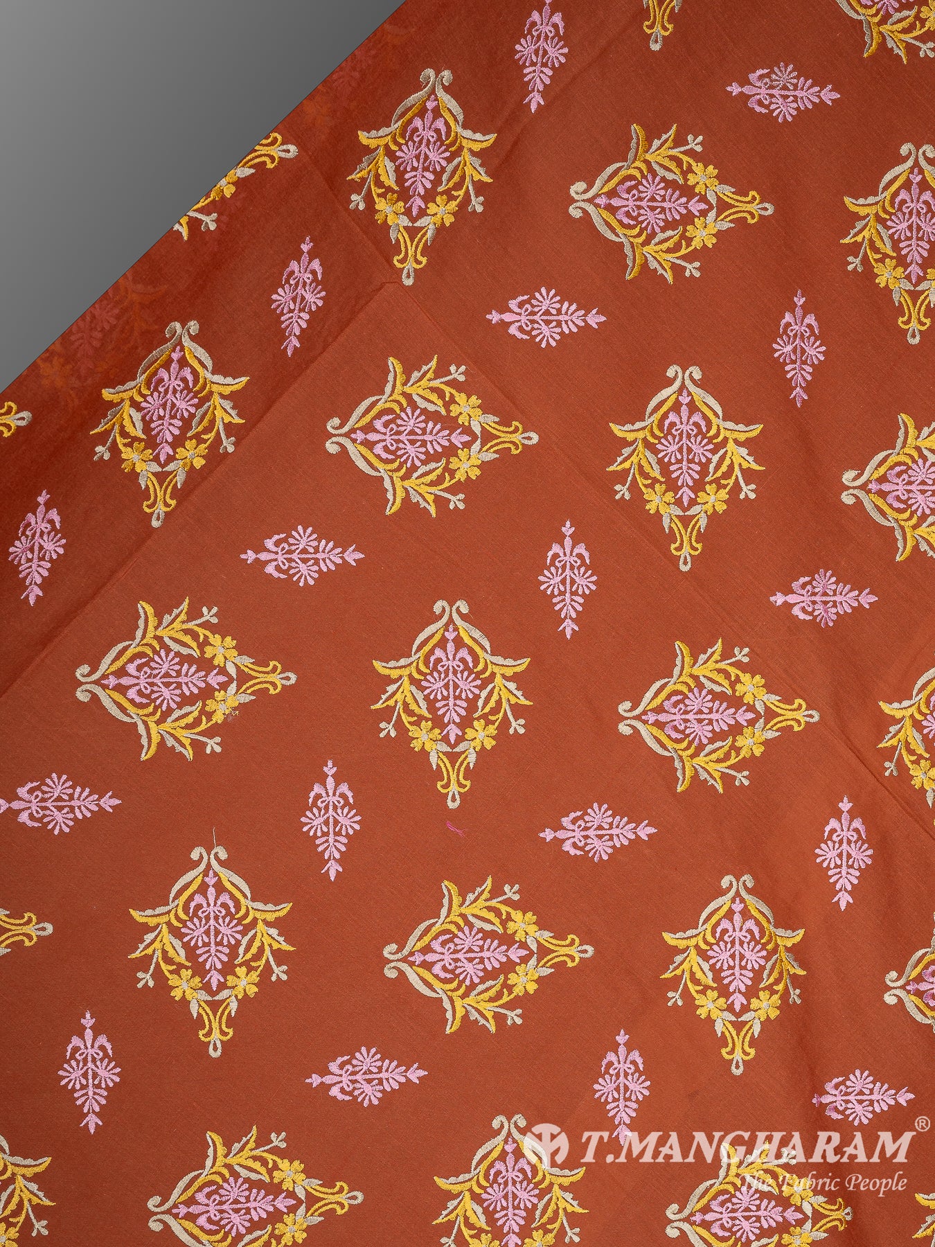 Maroon Cotton Embroidery Fabric - EC10009 view-2