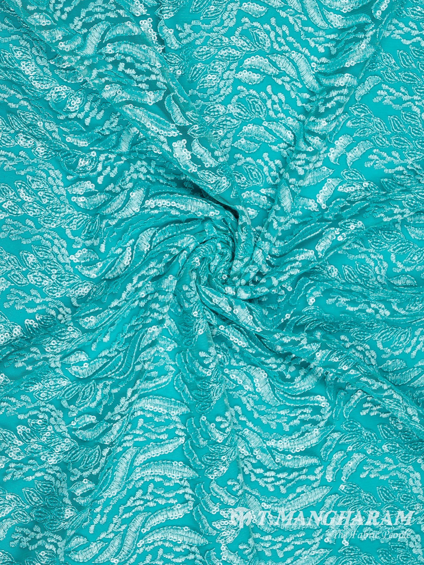 Sea Blue Fancy Net Fabric - EB5801 view-1