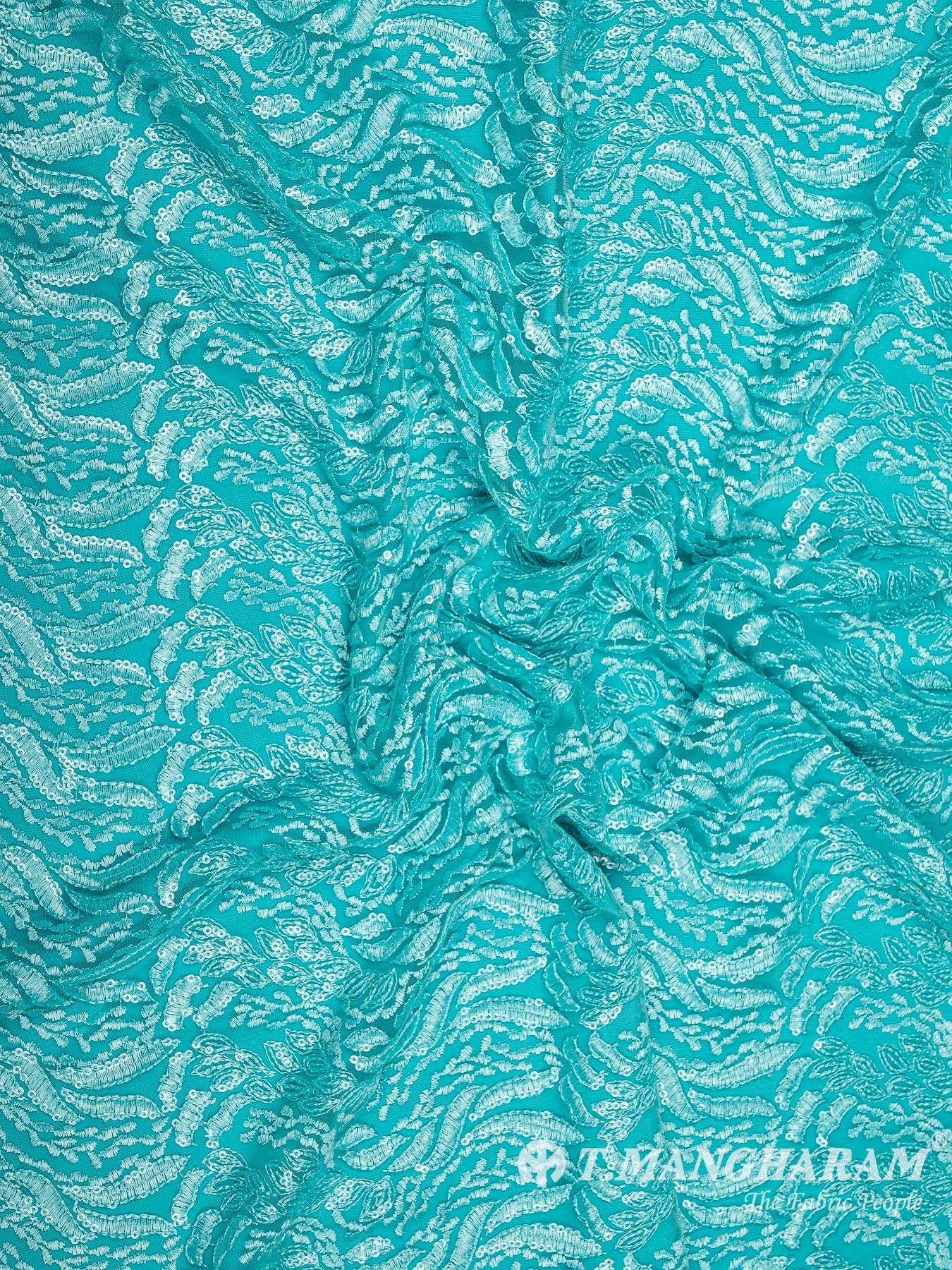 Sea Blue Fancy Net Fabric - EB5801 view-4