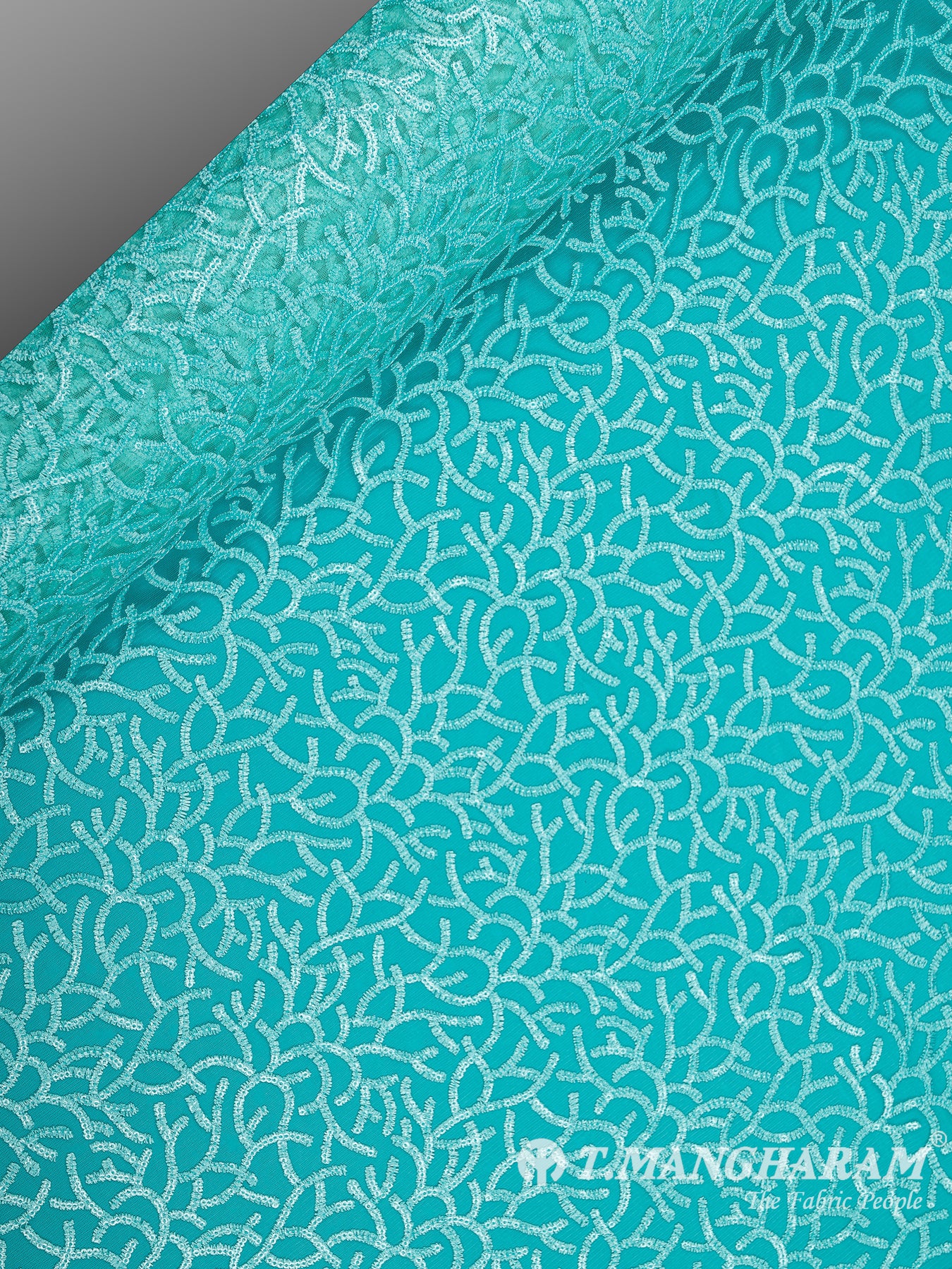 Sea Blue Fancy Net Fabric - EB5789 view-2