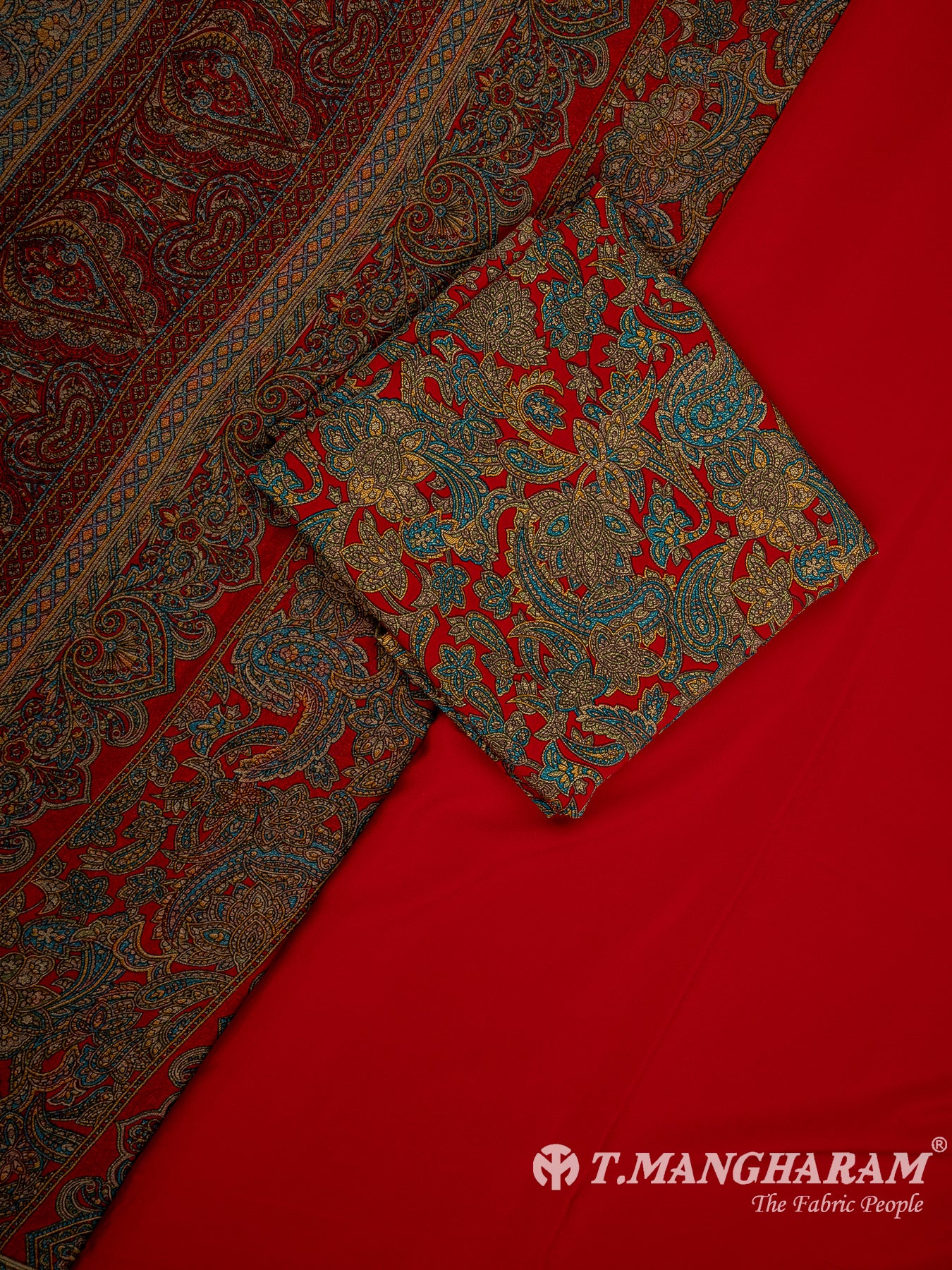 Red Crepe Chudidhar Fabric Set - EH1685 view-1