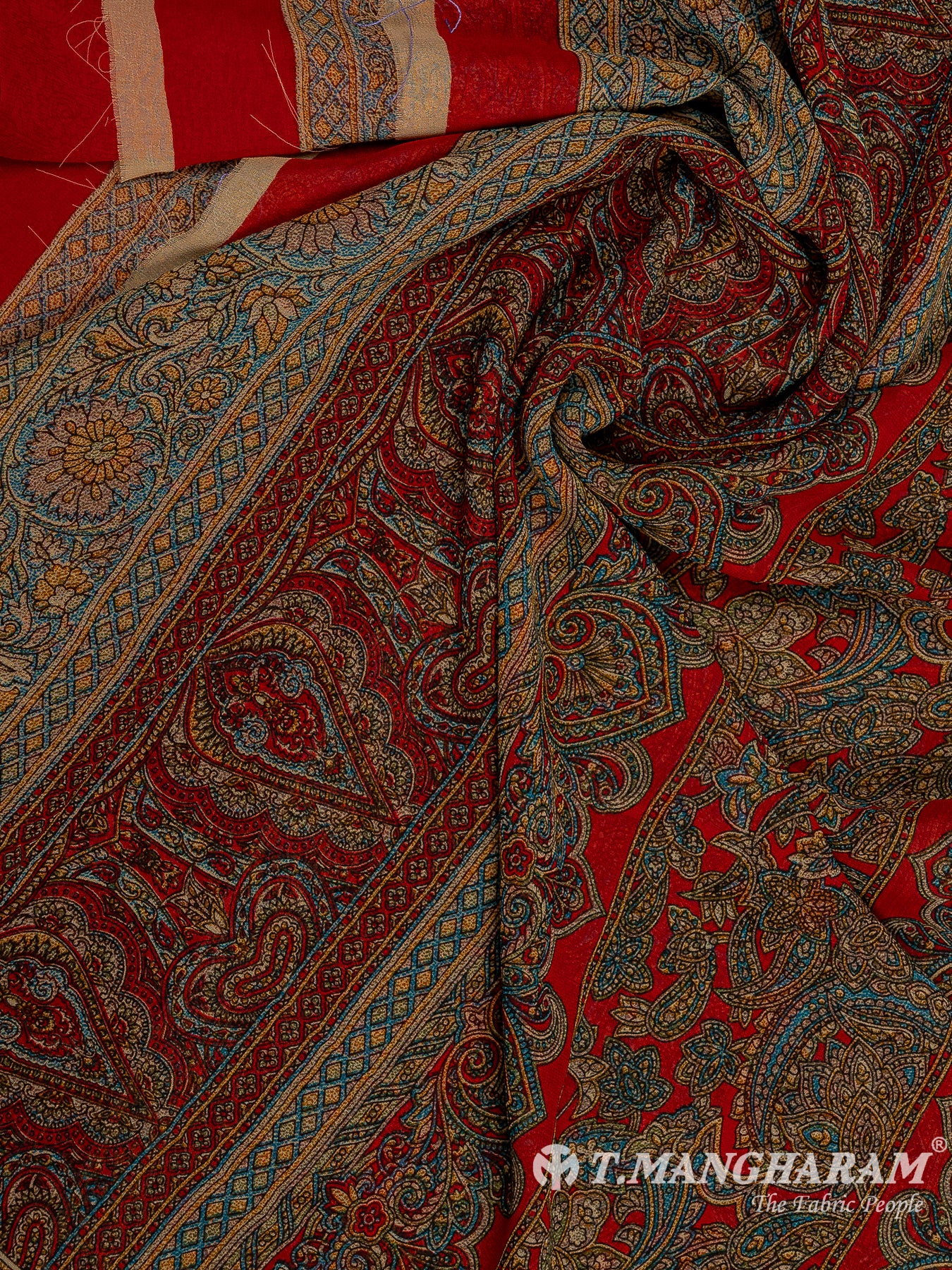 Red Crepe Chudidhar Fabric Set - EH1685 view-3