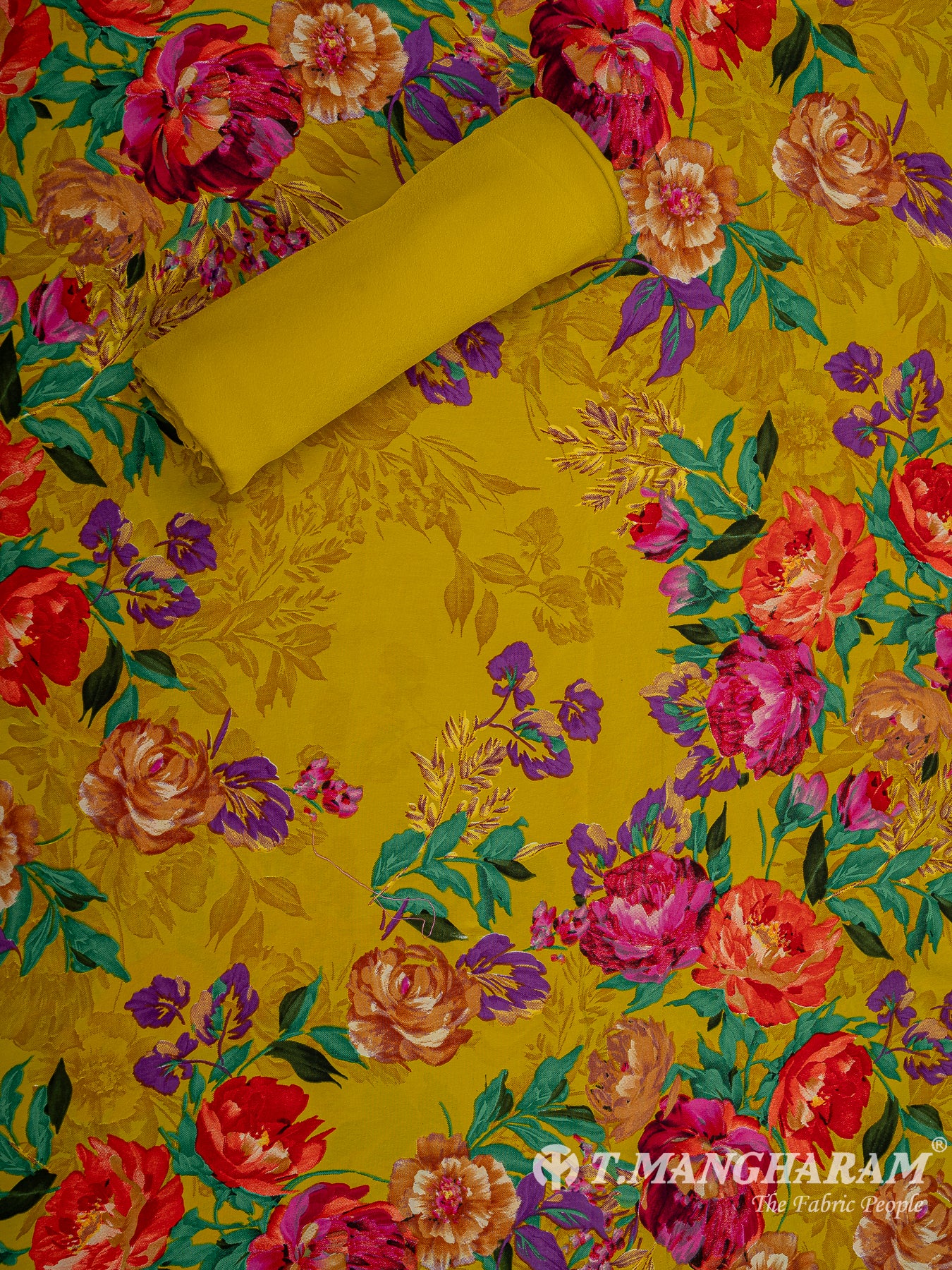 Yellow Crepe Chudidhar Fabric Set - EH1615 view-2