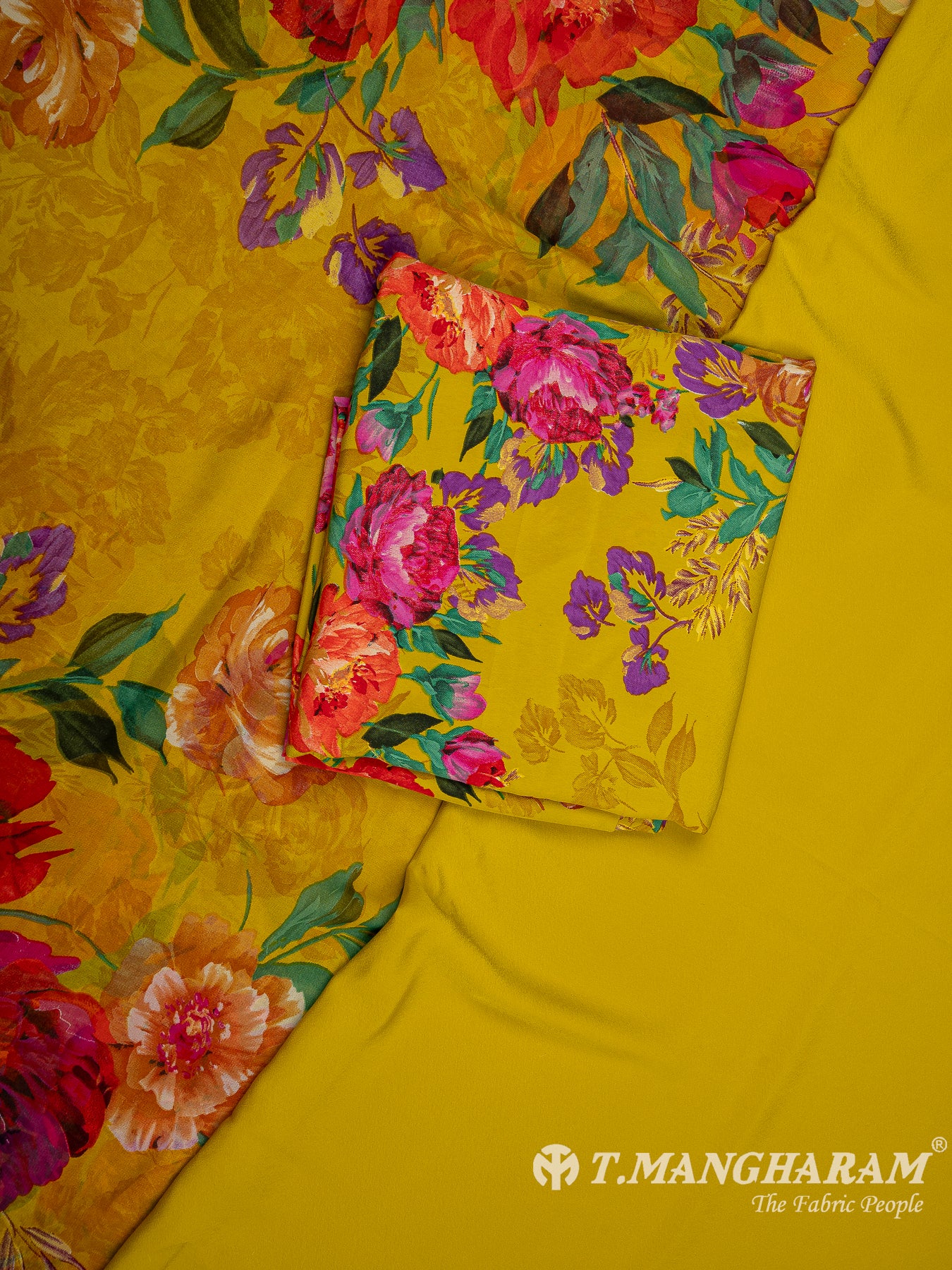 Yellow Crepe Chudidhar Fabric Set - EH1615 view-1