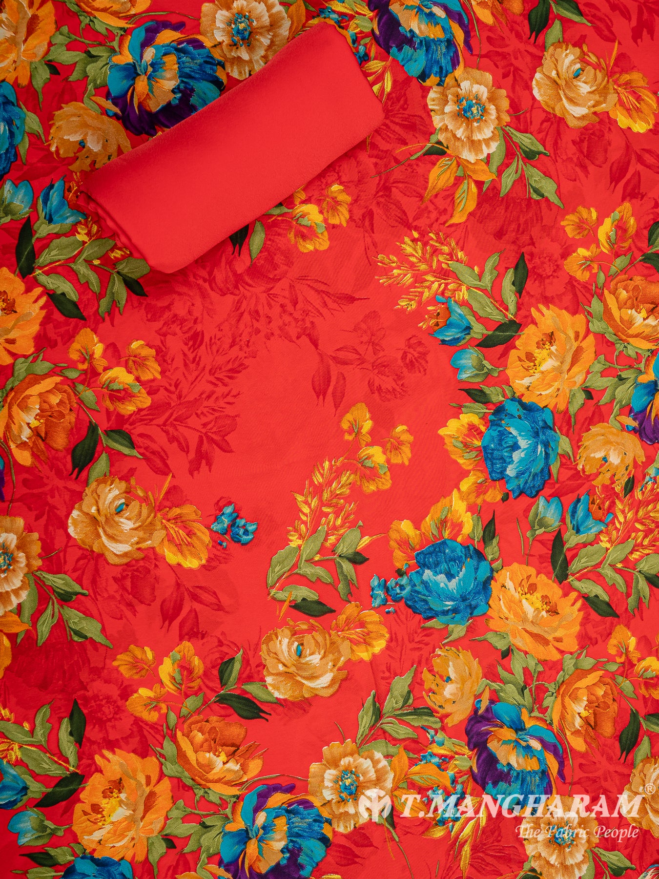 Red Crepe Chudidhar Fabric Set - EH1612 view-2